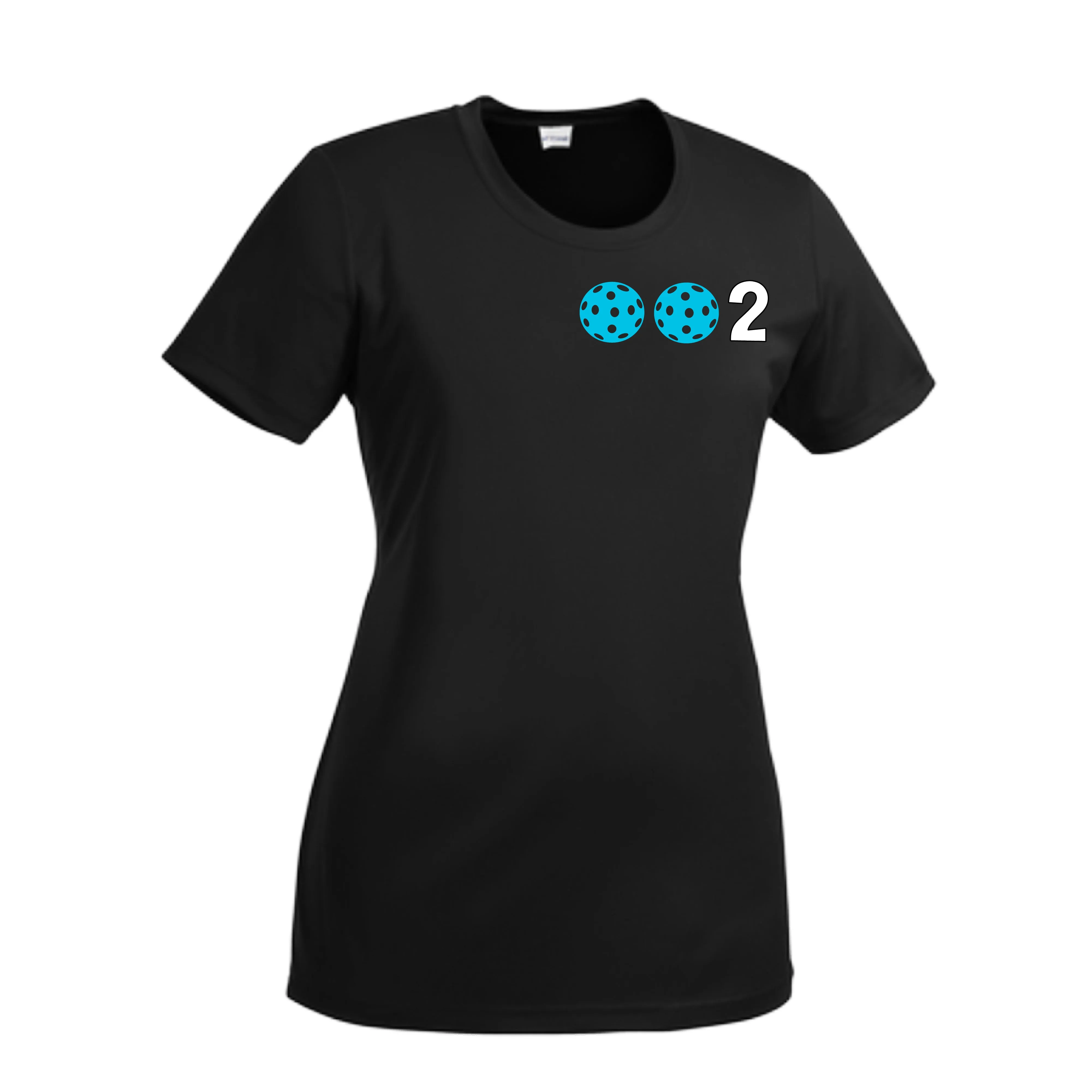 002 With Pickleballs (Cyan Purple Rainbow) Customizable | Women’s Short Sleeve Crewneck Athletic Shirts | 100% Polyester
