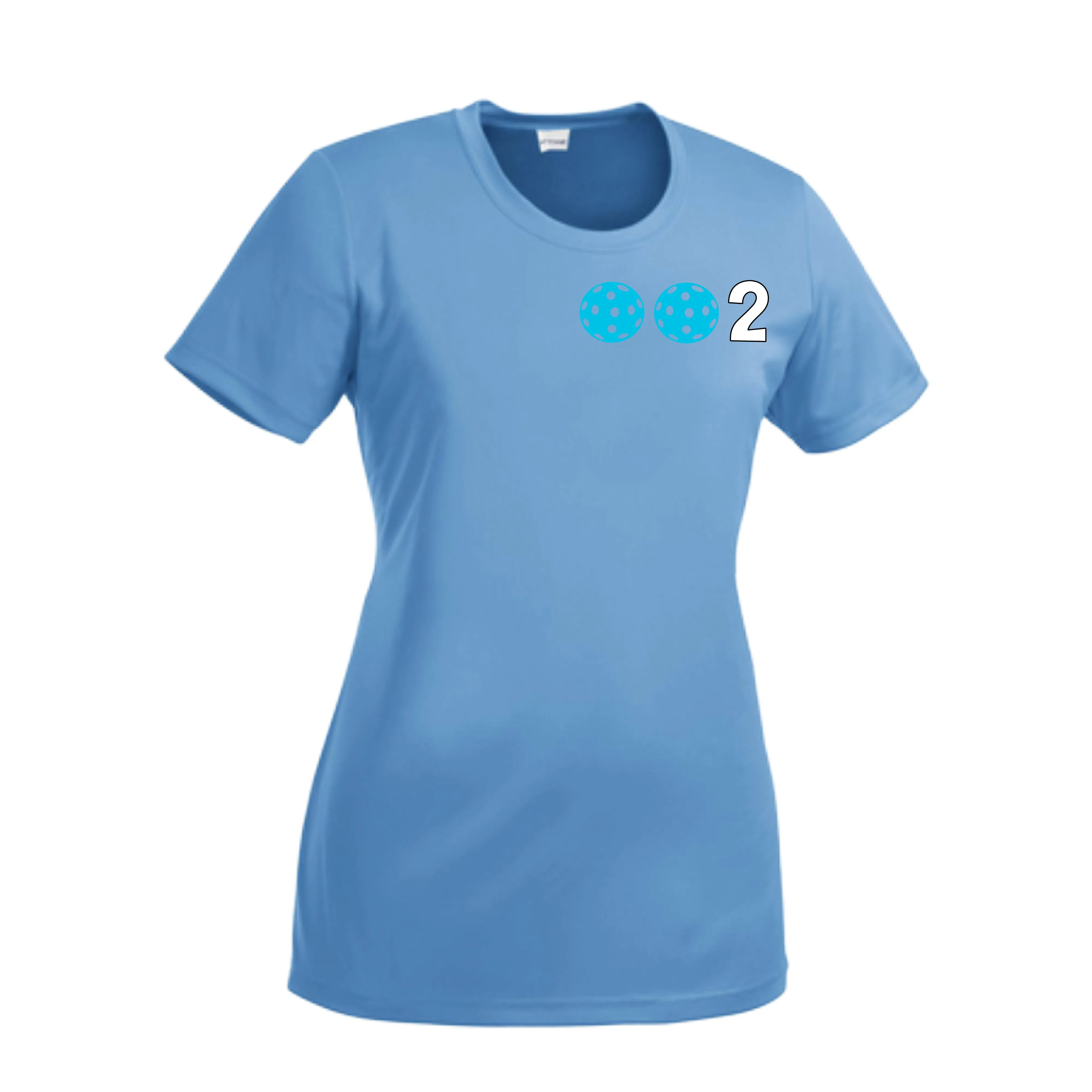 002 With Pickleballs (Cyan Purple Rainbow) Customizable | Women’s Short Sleeve Crewneck Athletic Shirts | 100% Polyester
