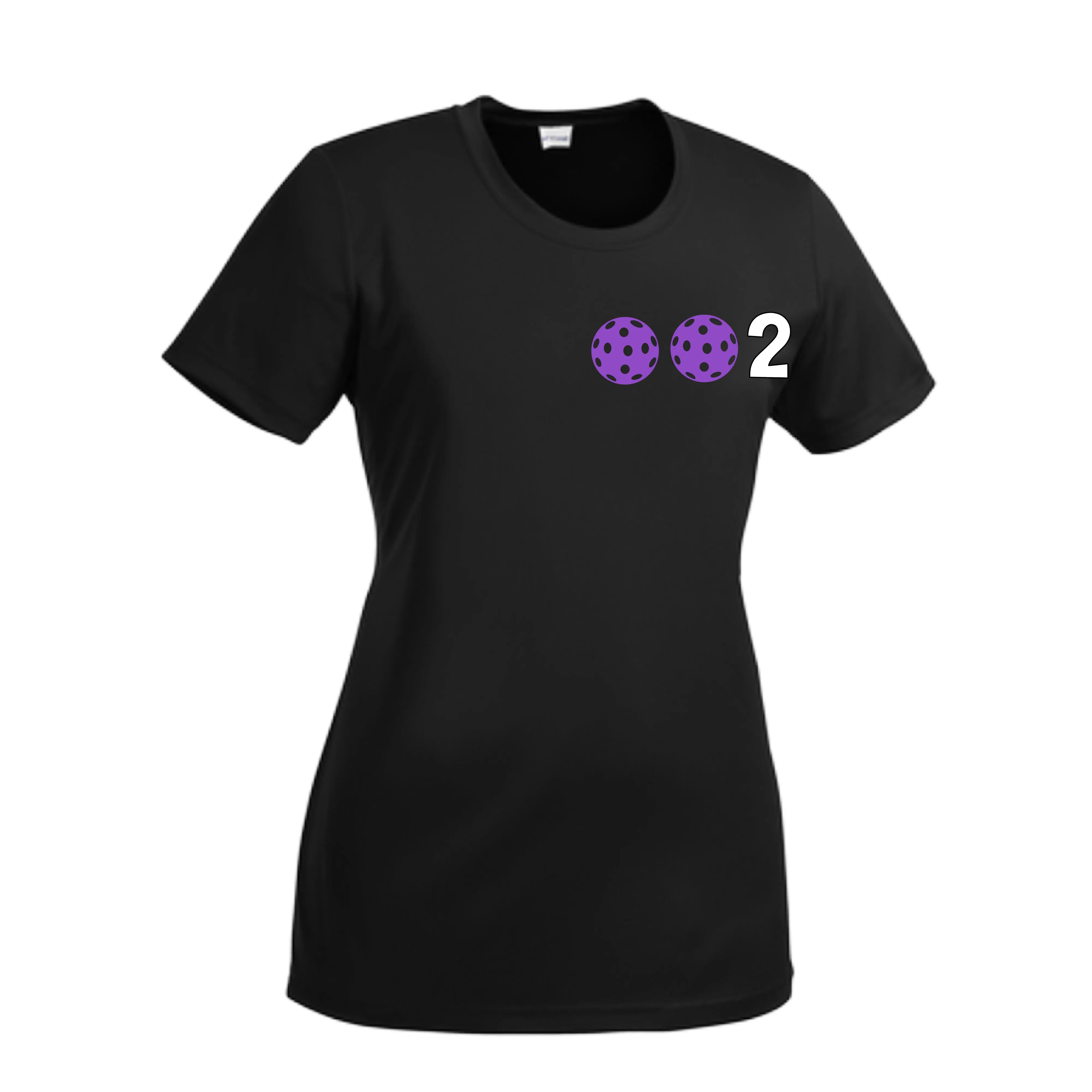 002 With Pickleballs (Cyan Purple Rainbow) Customizable | Women’s Short Sleeve Crewneck Athletic Shirts | 100% Polyester