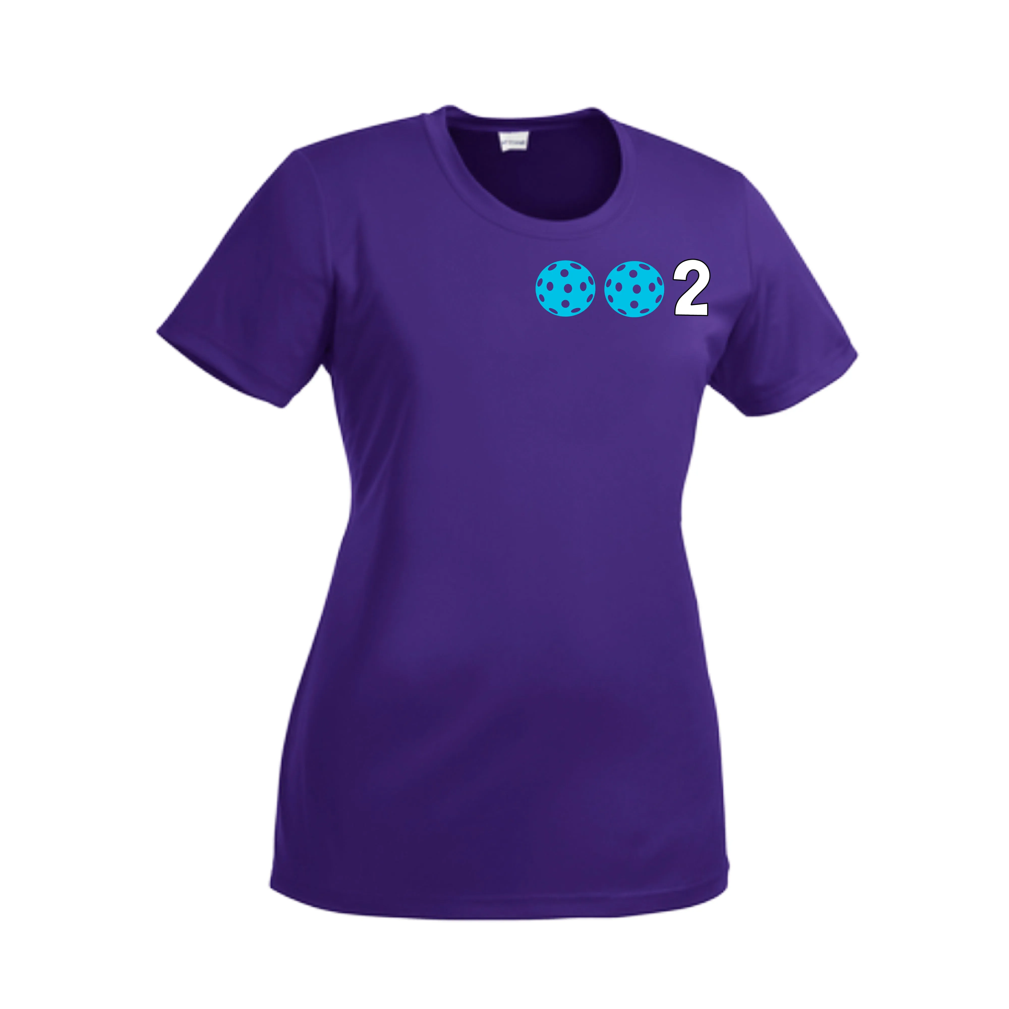 002 With Pickleballs (Cyan Purple Rainbow) Customizable | Women’s Short Sleeve Crewneck Athletic Shirts | 100% Polyester
