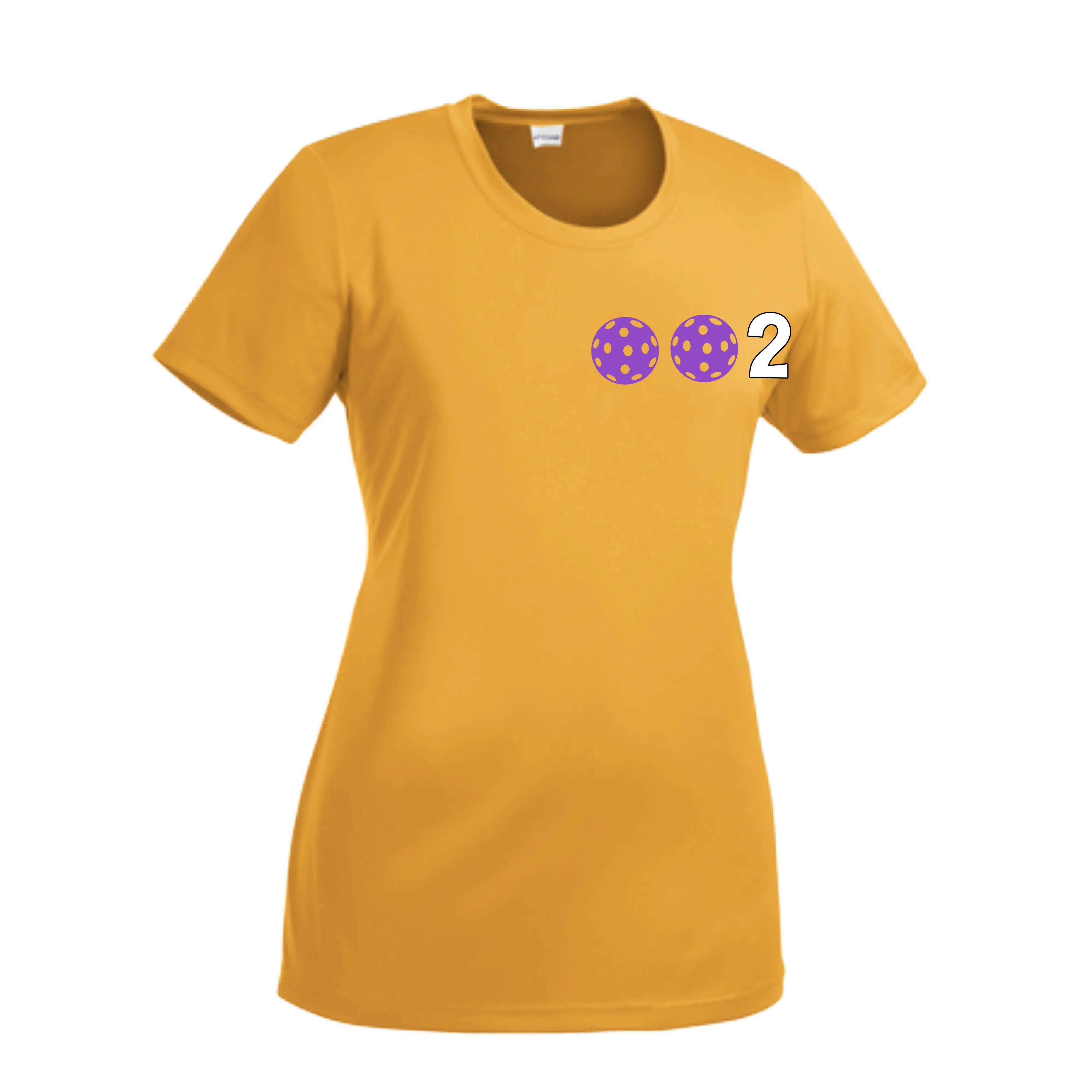 002 With Pickleballs (Cyan Purple Rainbow) Customizable | Women’s Short Sleeve Crewneck Athletic Shirts | 100% Polyester