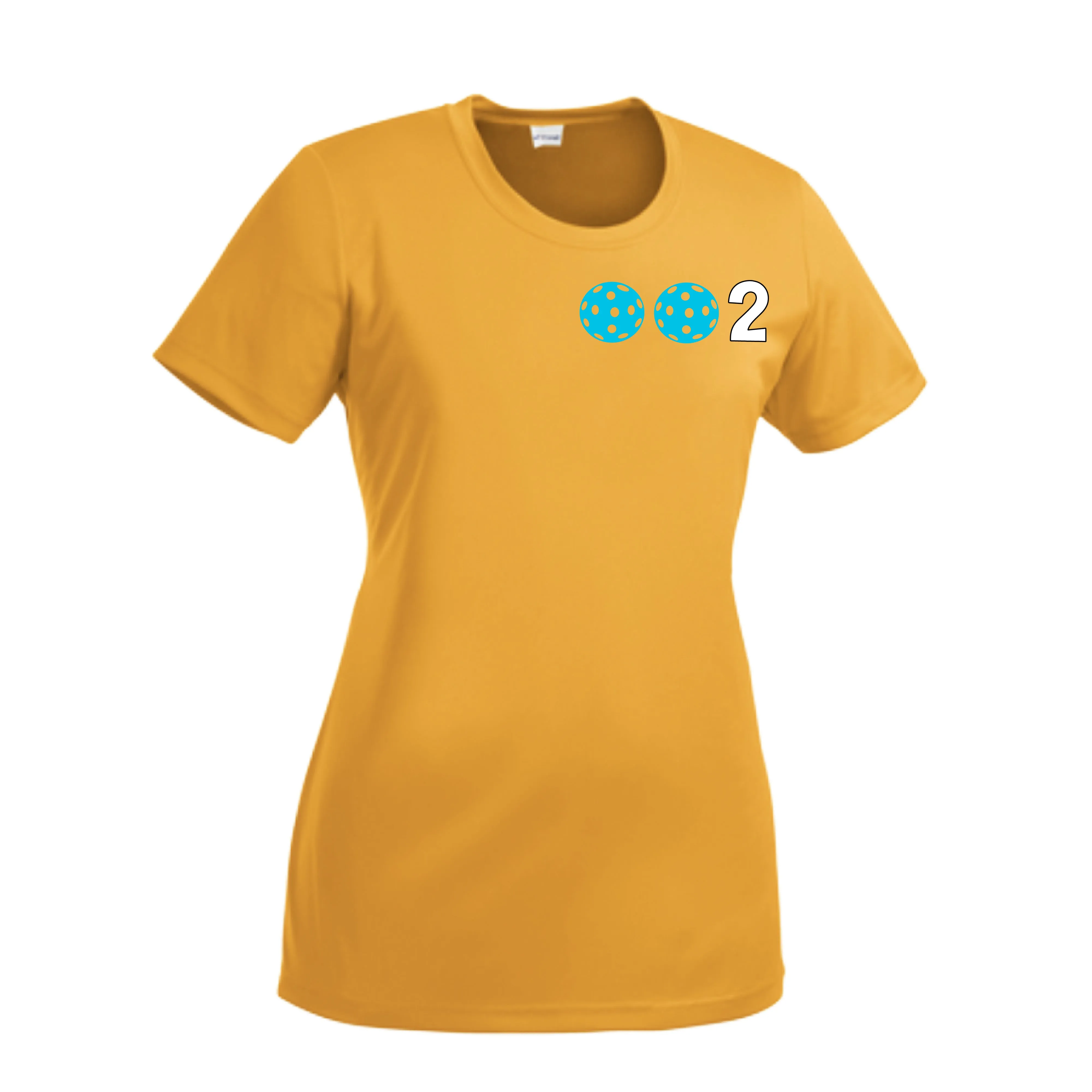 002 With Pickleballs (Cyan Purple Rainbow) Customizable | Women’s Short Sleeve Crewneck Athletic Shirts | 100% Polyester