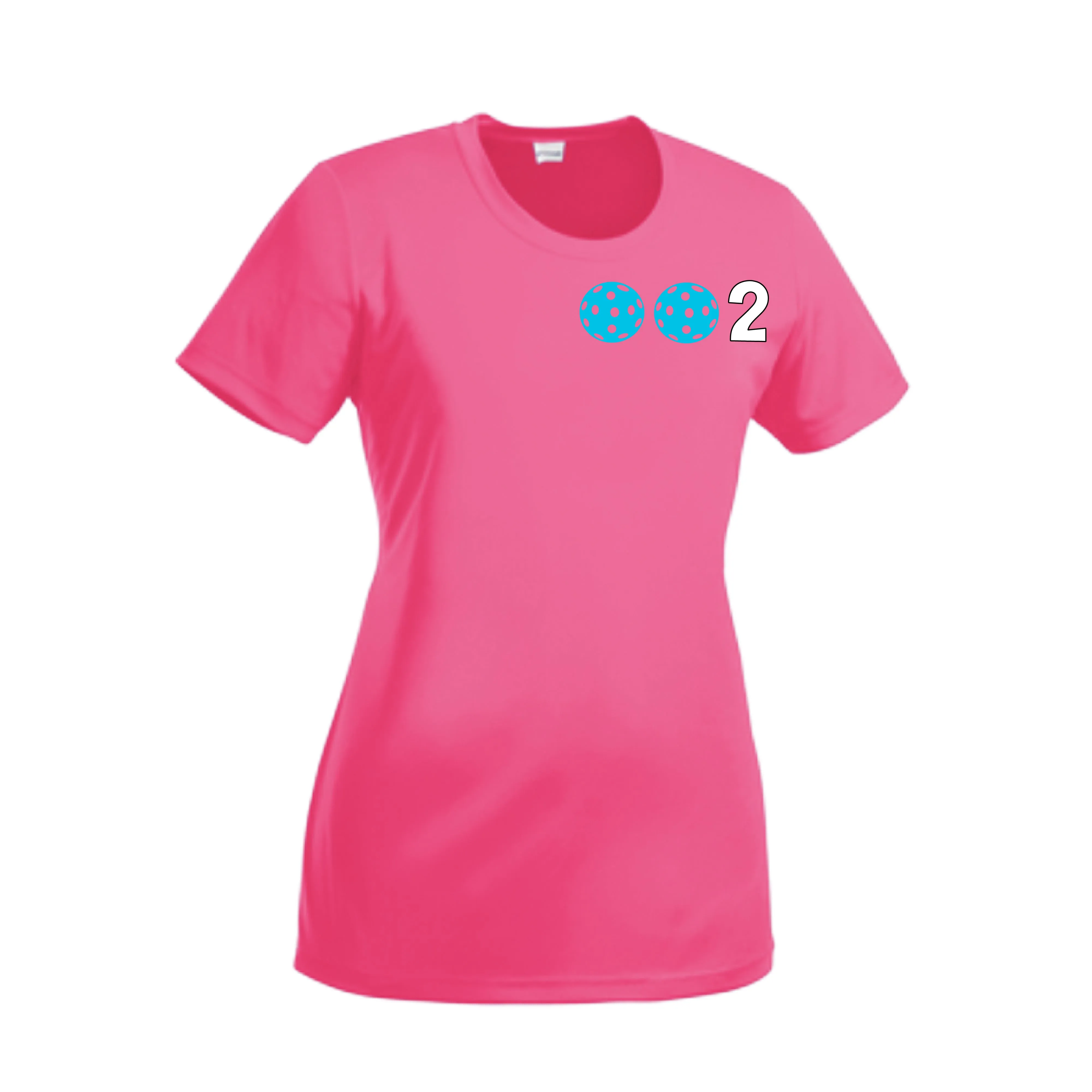 002 With Pickleballs (Cyan Purple Rainbow) Customizable | Women’s Short Sleeve Crewneck Athletic Shirts | 100% Polyester