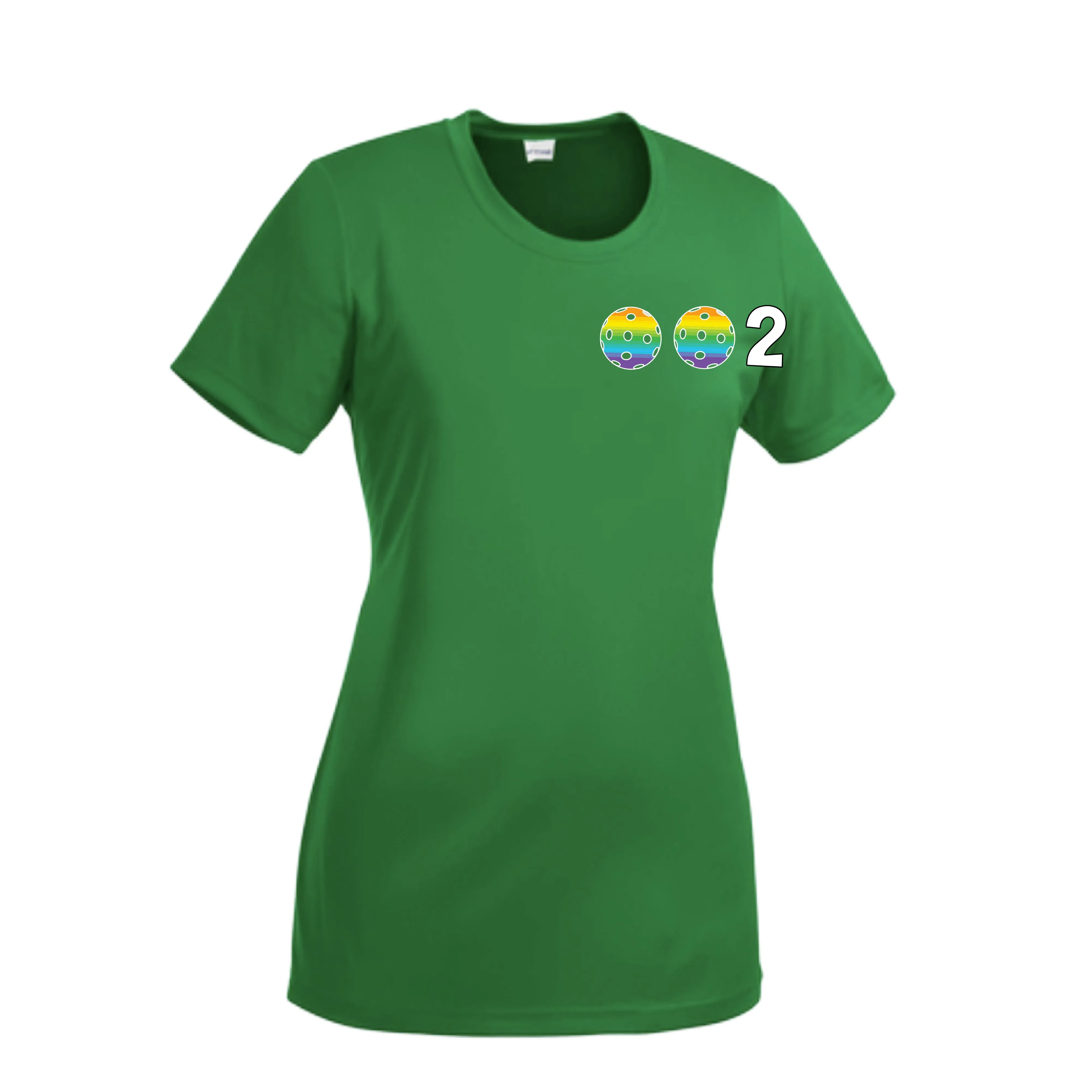 002 With Pickleballs (Cyan Purple Rainbow) Customizable | Women’s Short Sleeve Crewneck Athletic Shirts | 100% Polyester
