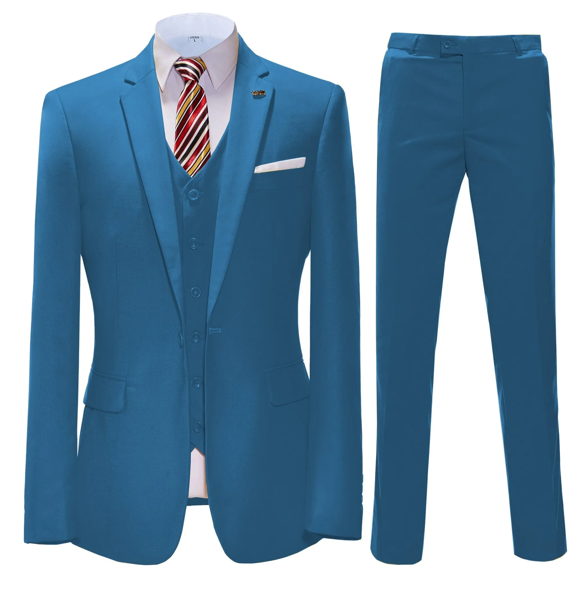 3 Pieces Mens Suit Flat Notch Lapel Business Tuxedos (Blazer vest Pants)