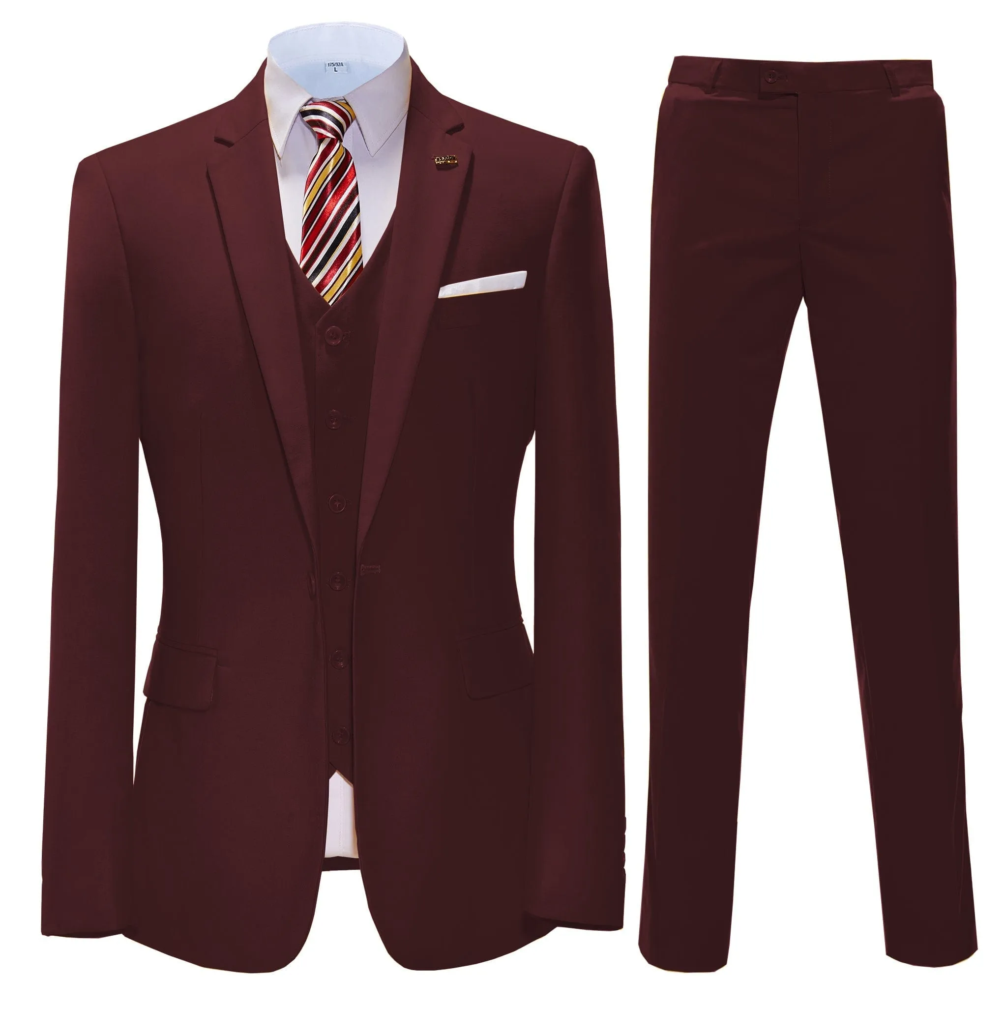 3 Pieces Mens Suit Flat Notch Lapel Business Tuxedos (Blazer vest Pants)