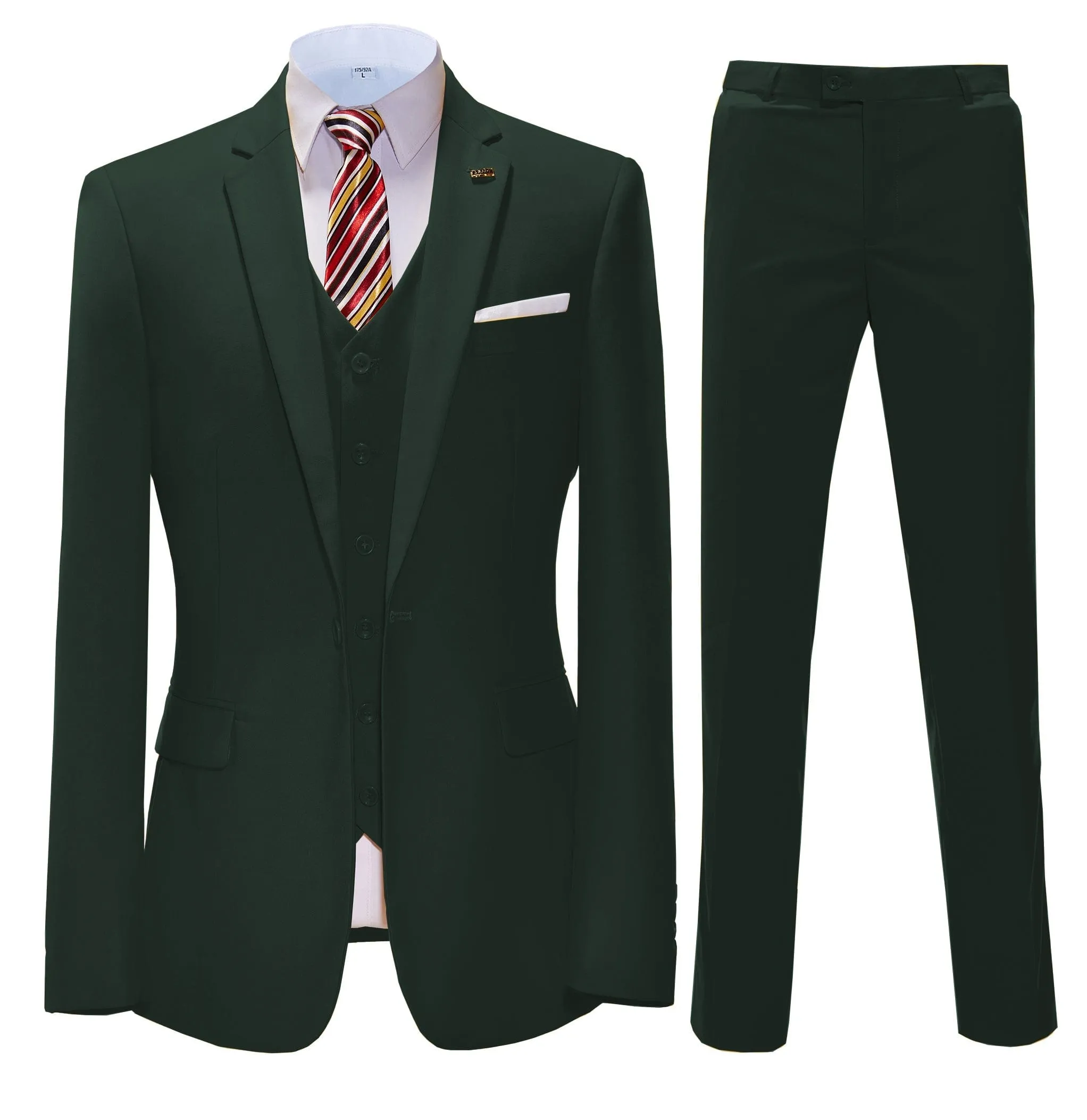 3 Pieces Mens Suit Flat Notch Lapel Business Tuxedos (Blazer vest Pants)