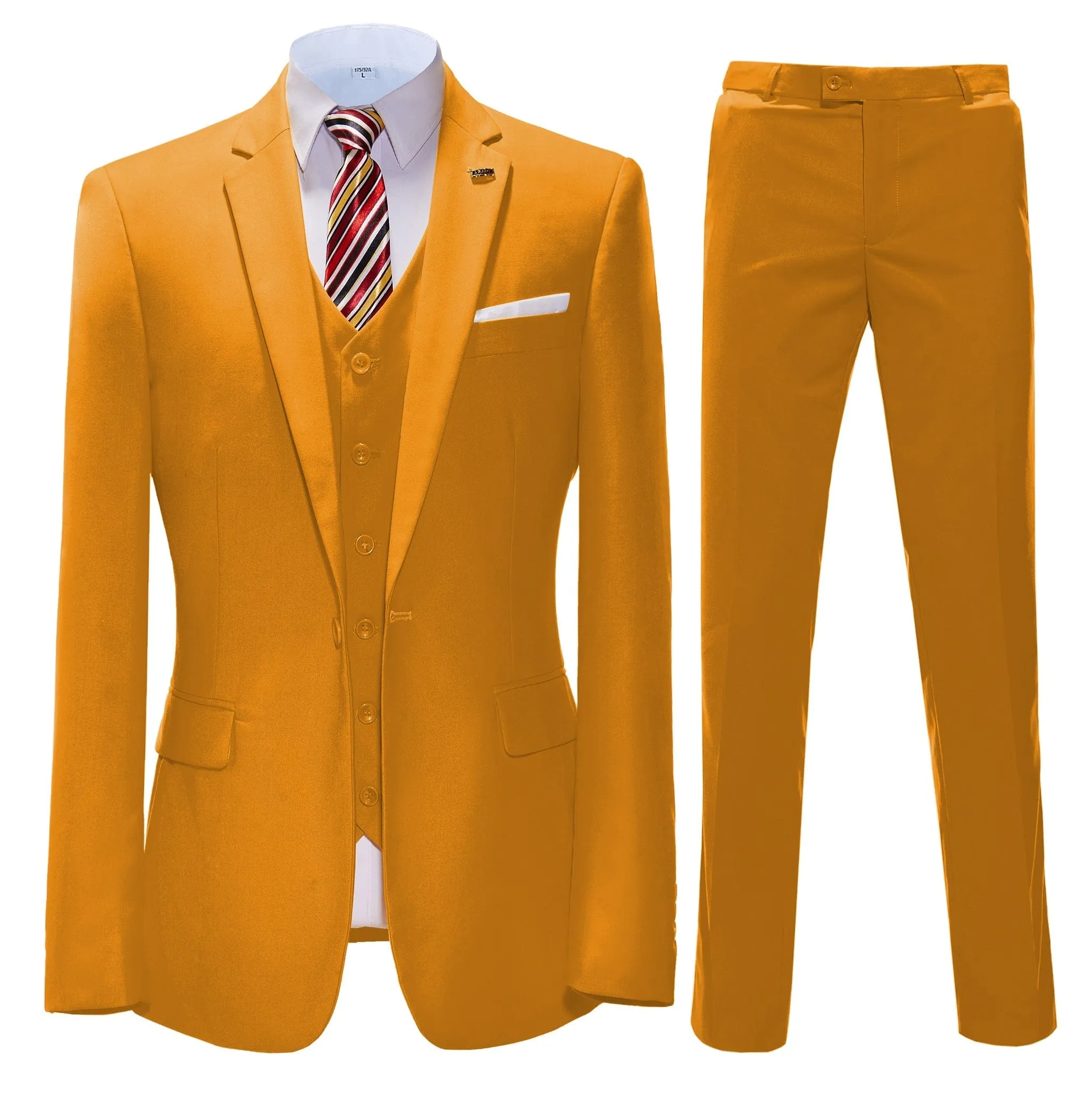 3 Pieces Mens Suit Flat Notch Lapel Business Tuxedos (Blazer vest Pants)