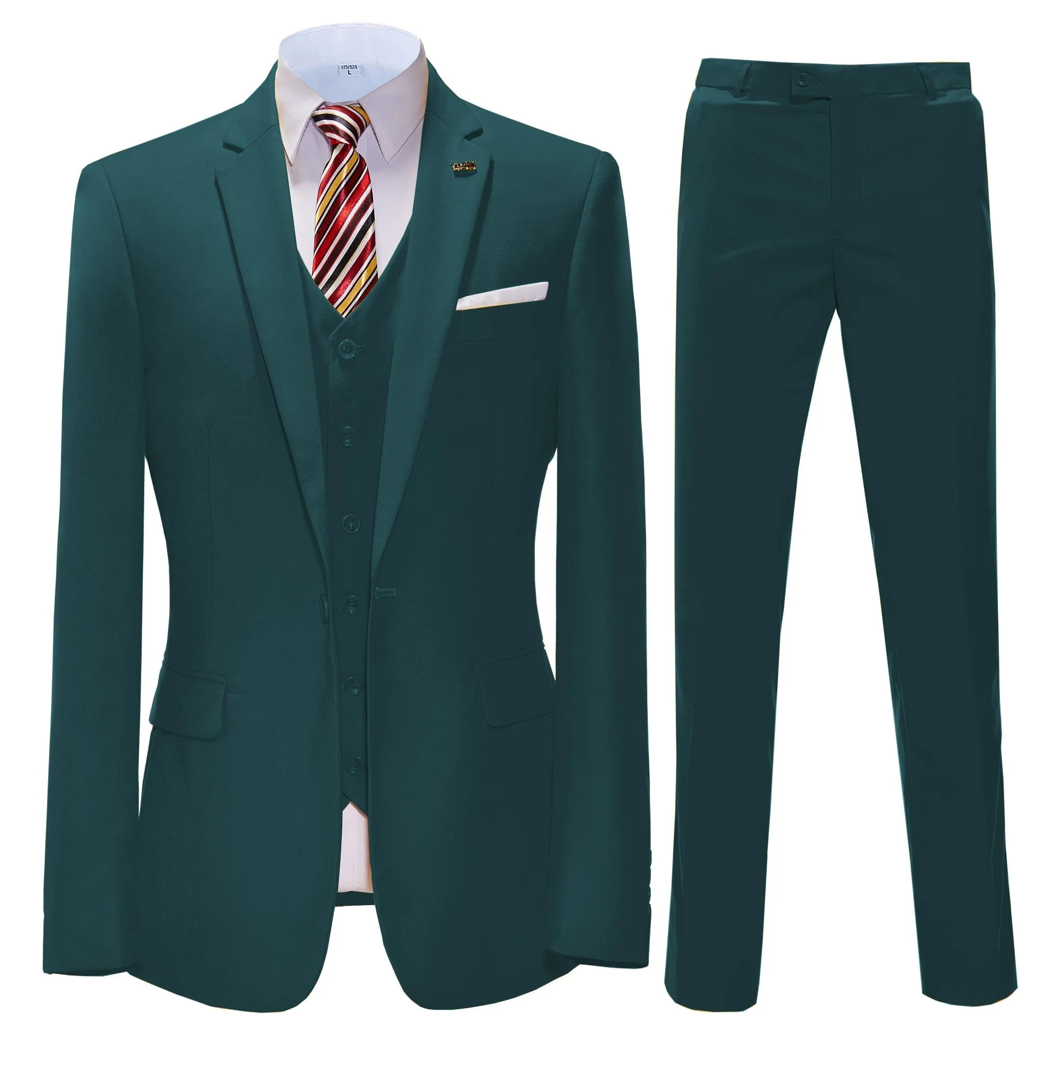 3 Pieces Mens Suit Flat Notch Lapel Business Tuxedos (Blazer vest Pants)