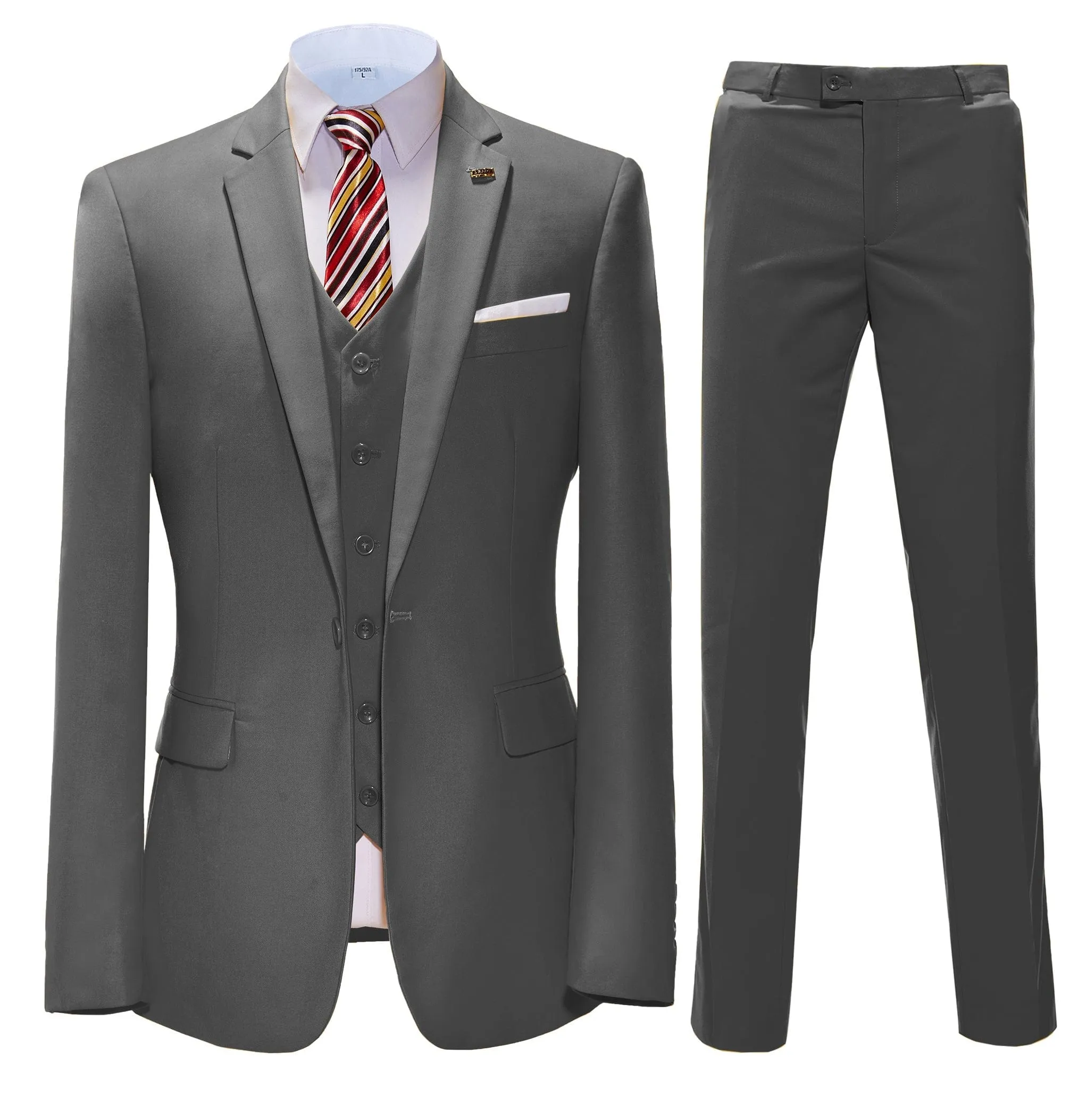 3 Pieces Mens Suit Flat Notch Lapel Business Tuxedos (Blazer vest Pants)