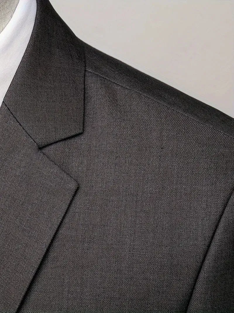 3 Pieces Mens Suit Flat Notch Lapel Business Tuxedos (Blazer vest Pants)