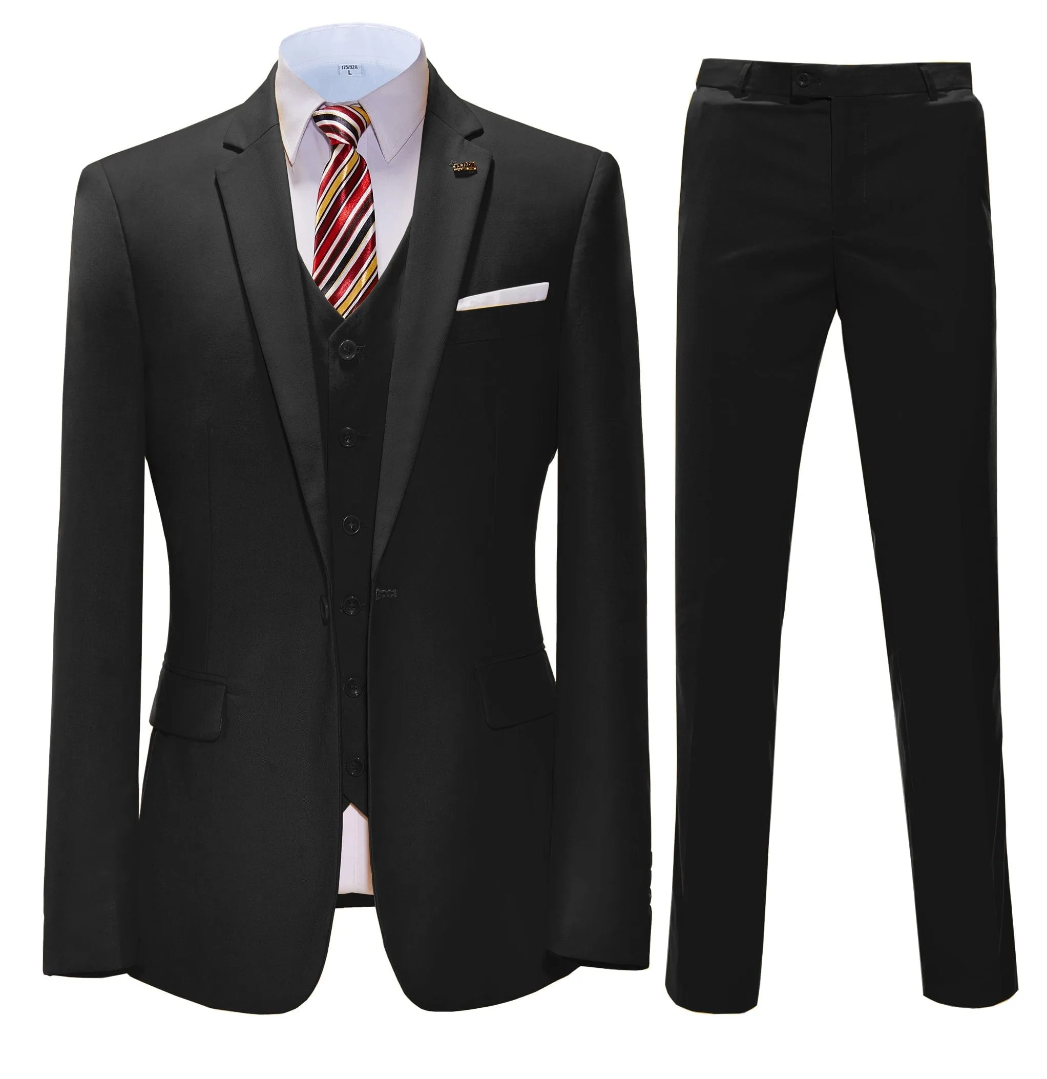 3 Pieces Mens Suit Flat Notch Lapel Business Tuxedos (Blazer vest Pants)