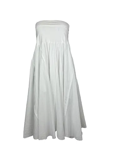 61 SKT White Soft Boho Cotton Convertible Casual Summer Convertible Skirt Dress