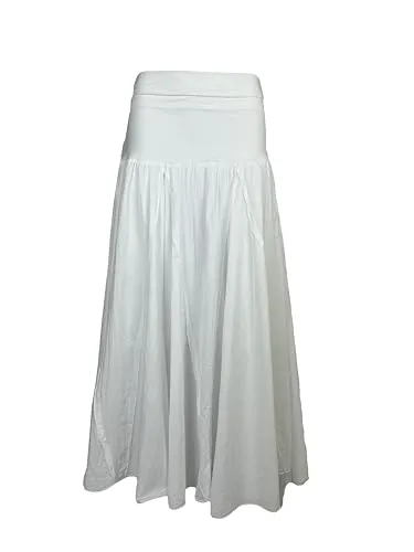 61 SKT White Soft Boho Cotton Convertible Casual Summer Convertible Skirt Dress