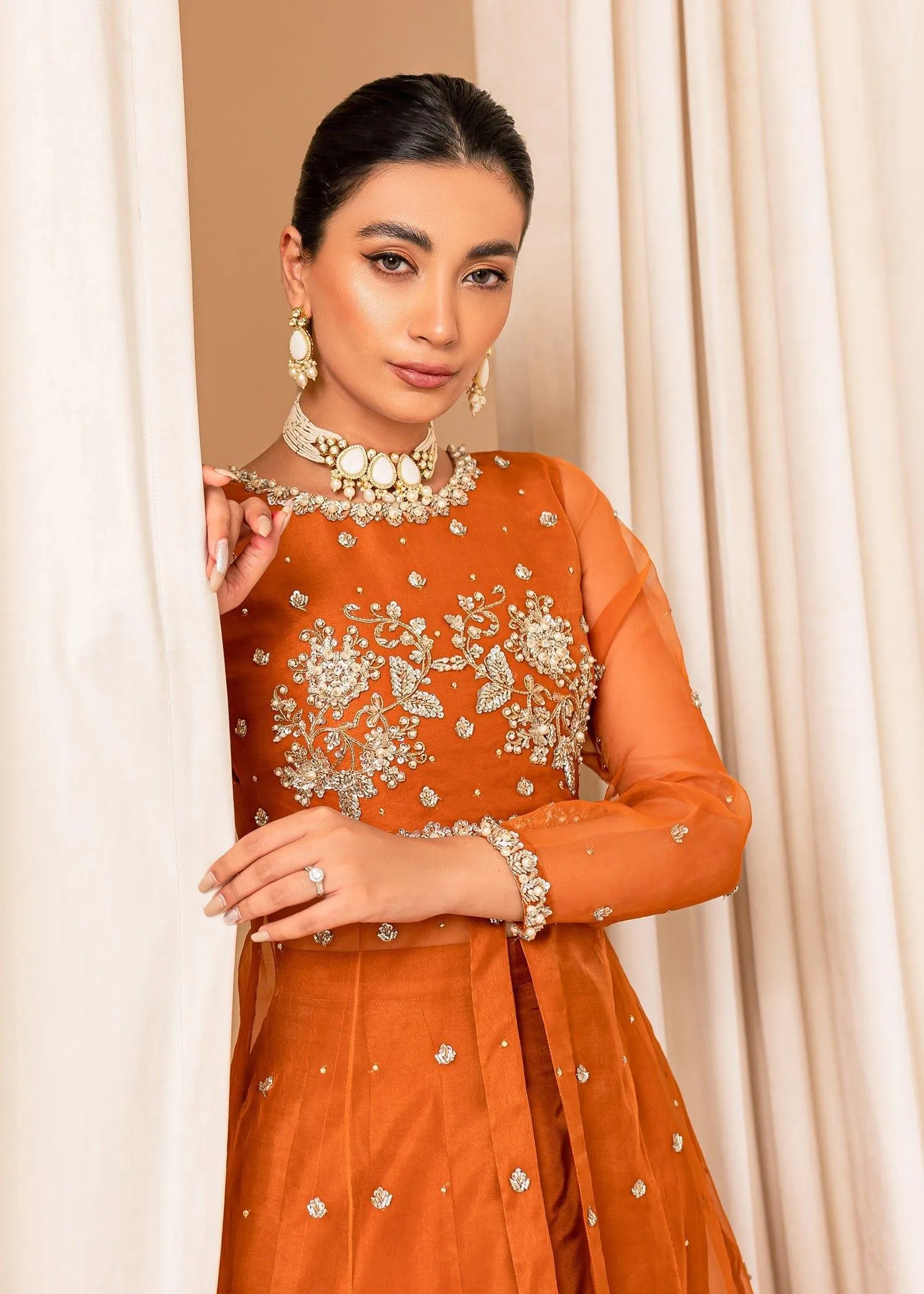Allure by Ih - COCO - Organza - Burnt Orange - 3 Piece