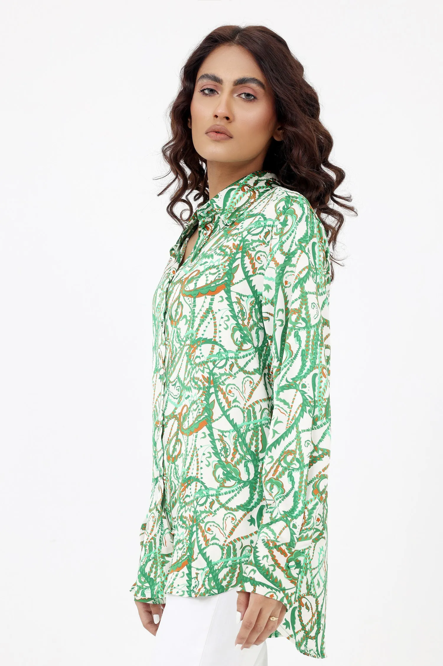 ALMAS PRINTED TOP-GREEN