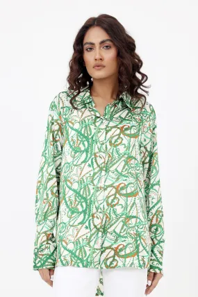 ALMAS PRINTED TOP-GREEN