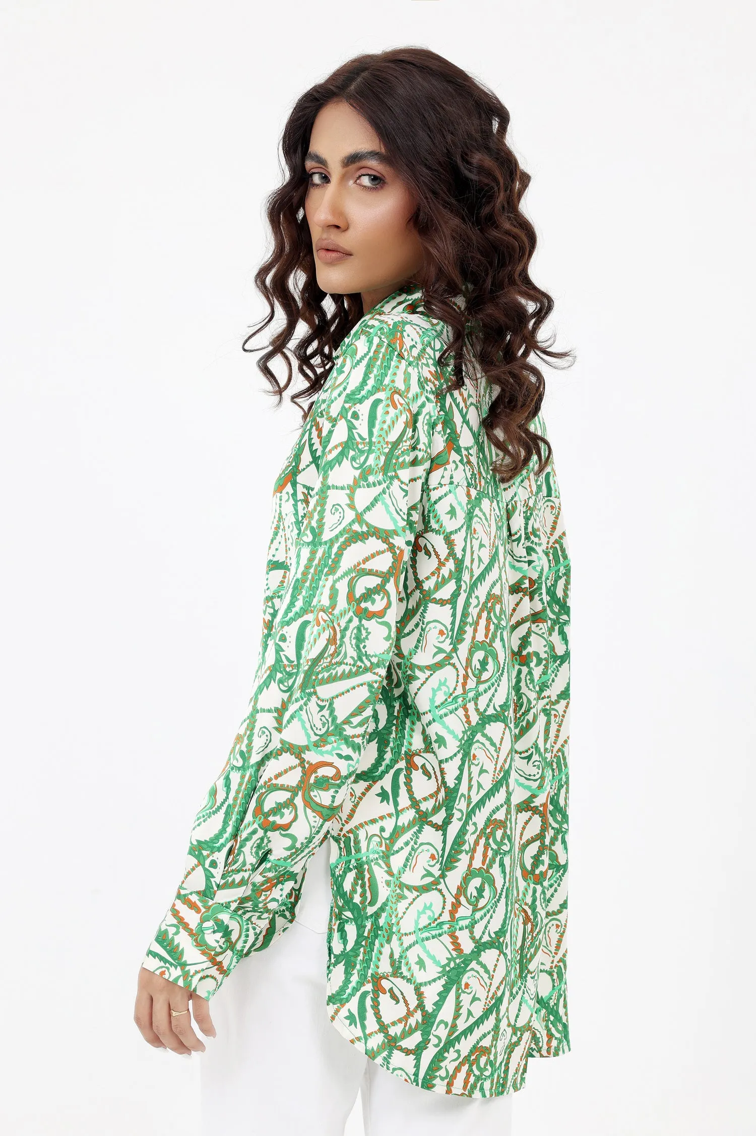 ALMAS PRINTED TOP-GREEN