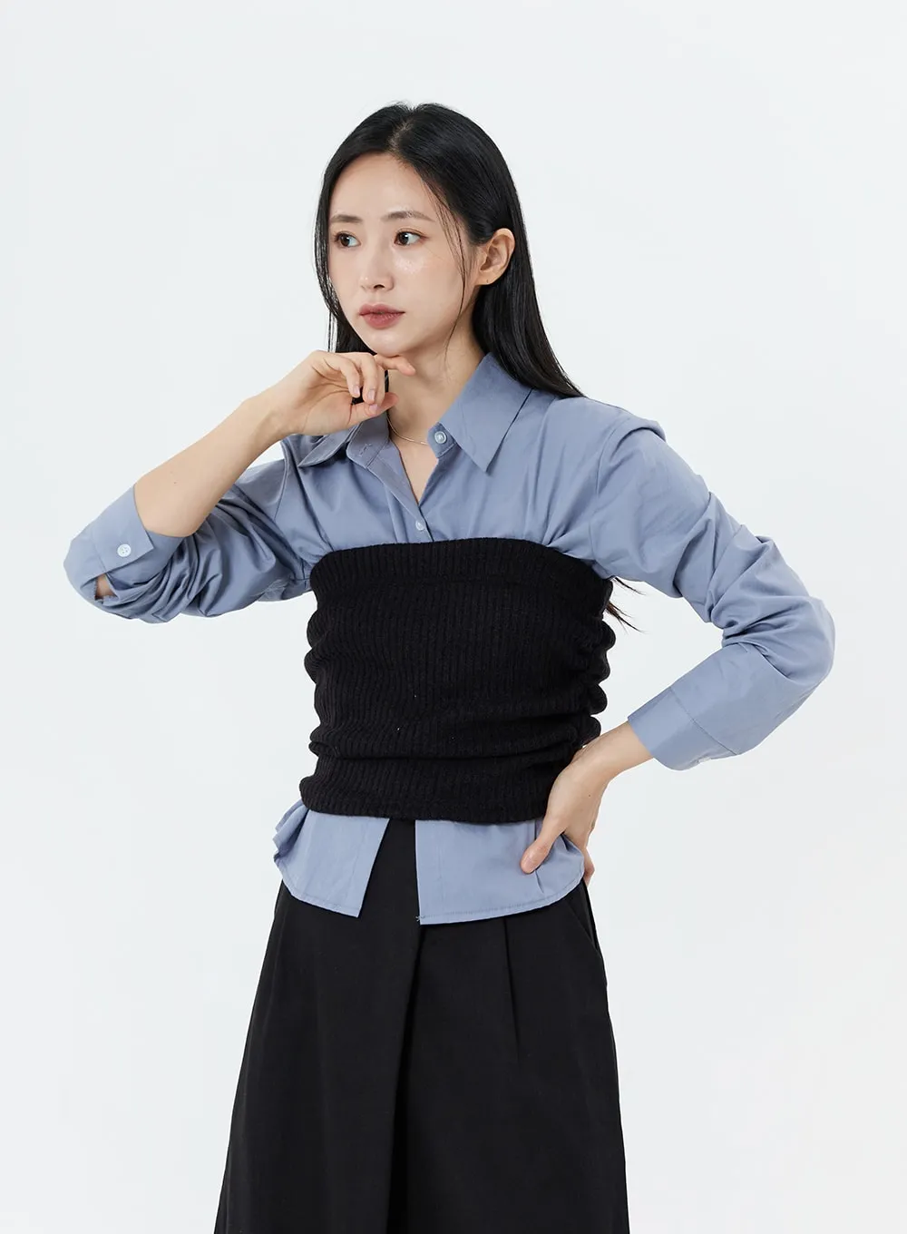 Banded Shirring Knit Tube Top 0S22