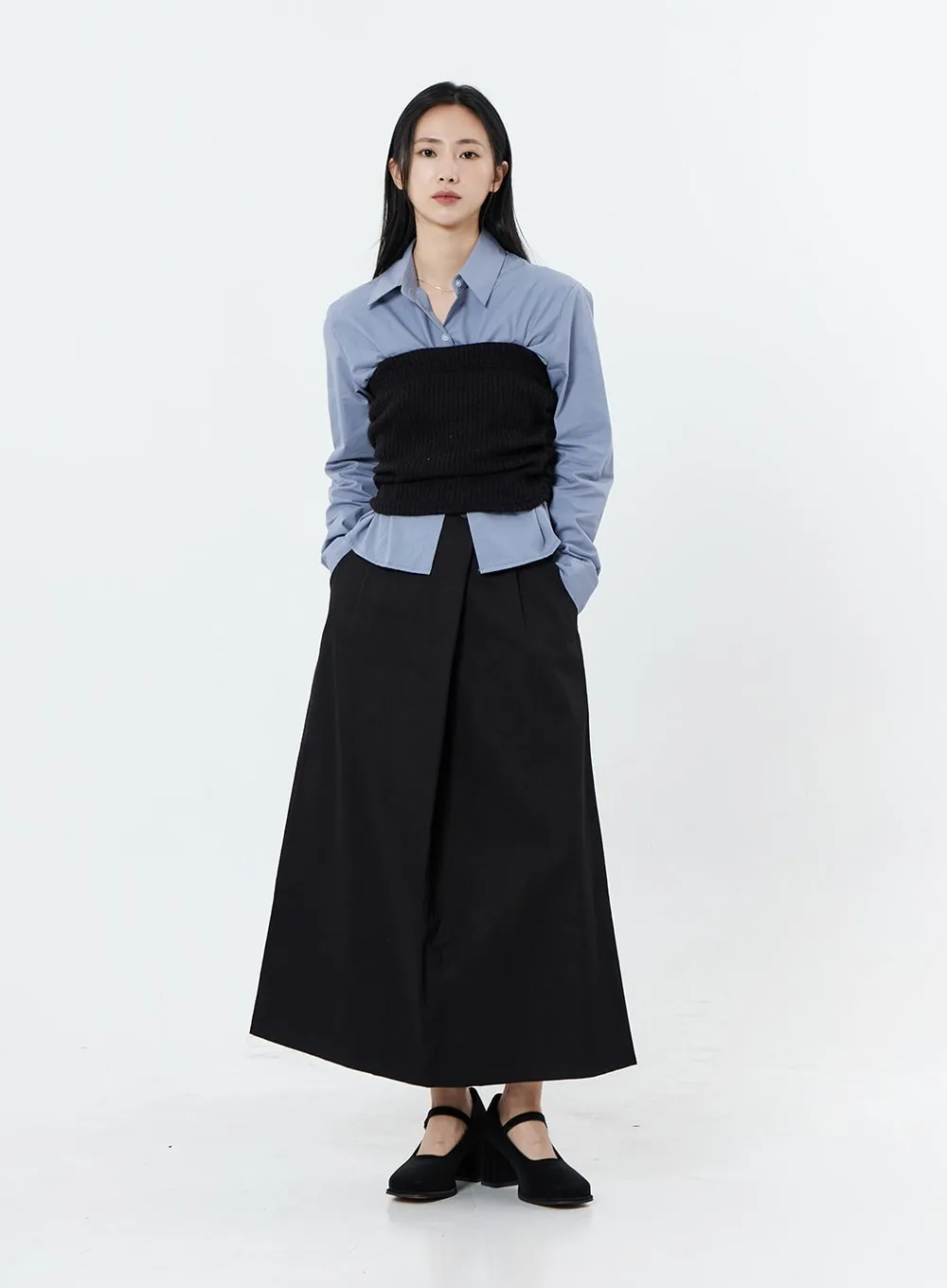 Banded Shirring Knit Tube Top 0S22