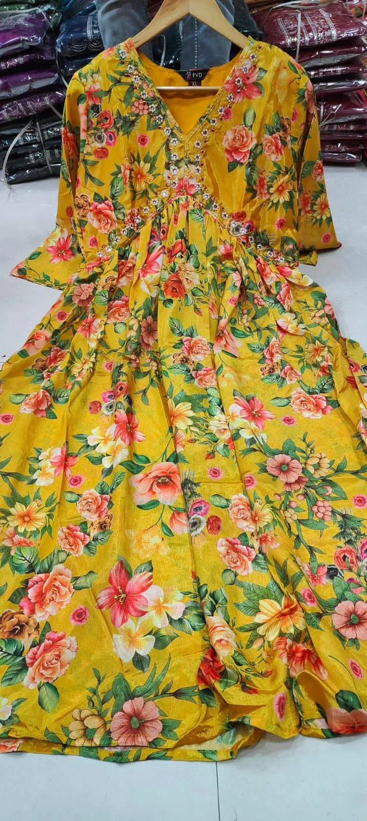 Beautiful Designer Alia Cut Flower Print Suit