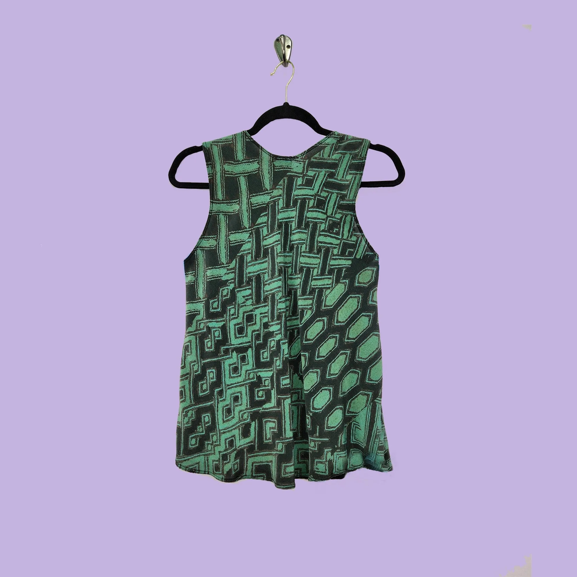 Bias Tank in Afibi Green Printed Silk