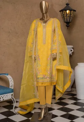 Bin Saeed Stitched 2 Piece Embroidered Chiffon Vol-05 Collection'2022-MSC-10-Lemon