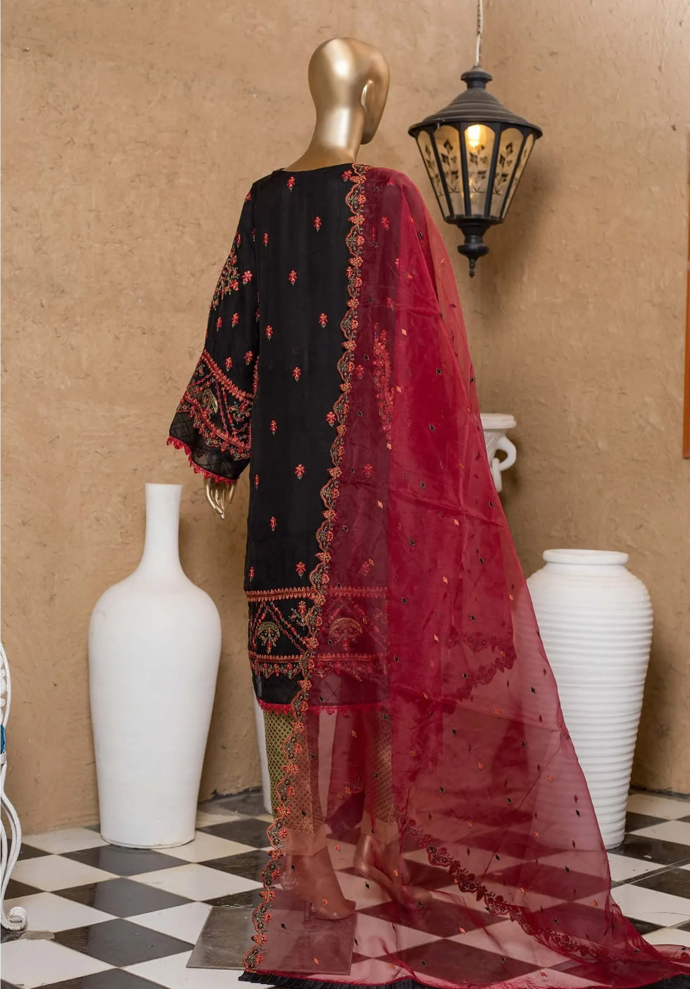 Bin Saeed Stitched 2 Piece Embroidered Chiffon Vol-05 Collection'2022-ZEFC-09-Black