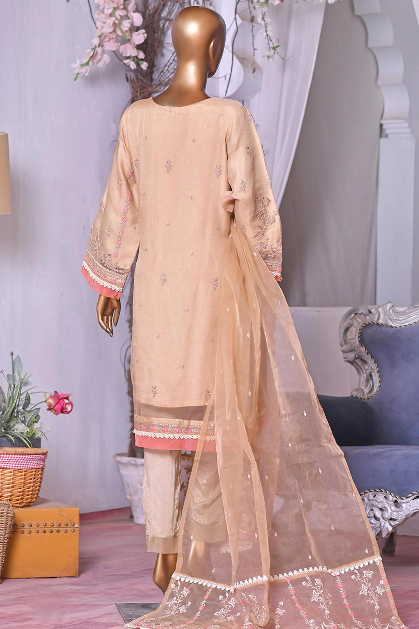 Bin Saeed Stitched 2 Piece Embroidered Organza Collection'2022-AMD-17-Skin