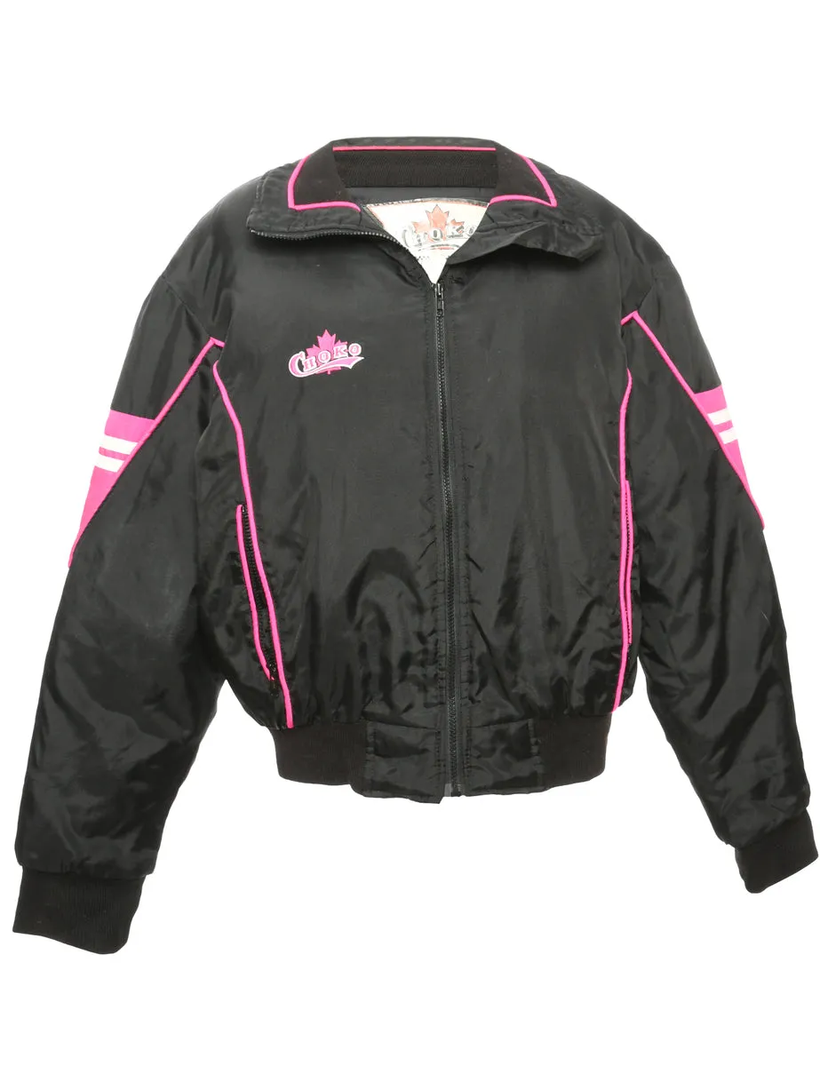 Black & Purple Contrast Ski Jacket - L