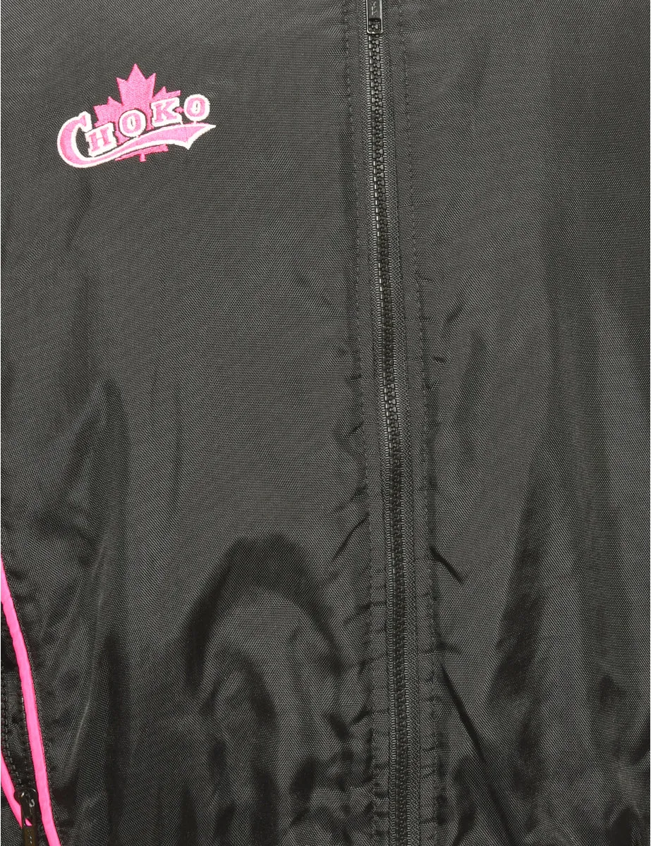 Black & Purple Contrast Ski Jacket - L