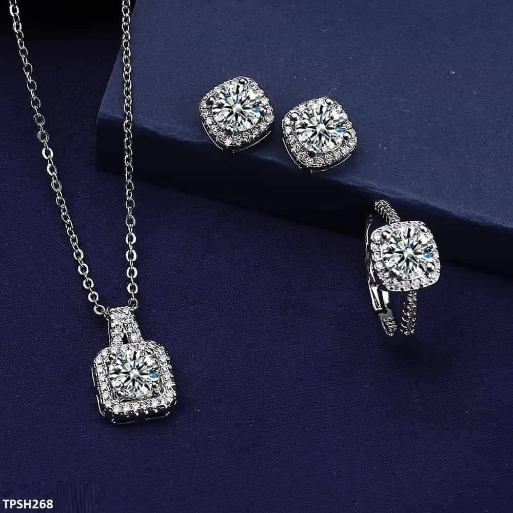 BLX Square Stone Pendant Set