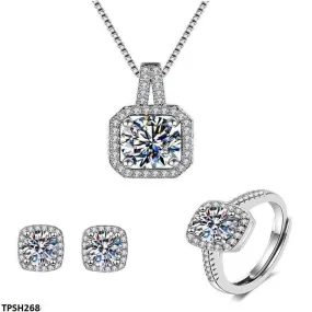 BLX Square Stone Pendant Set