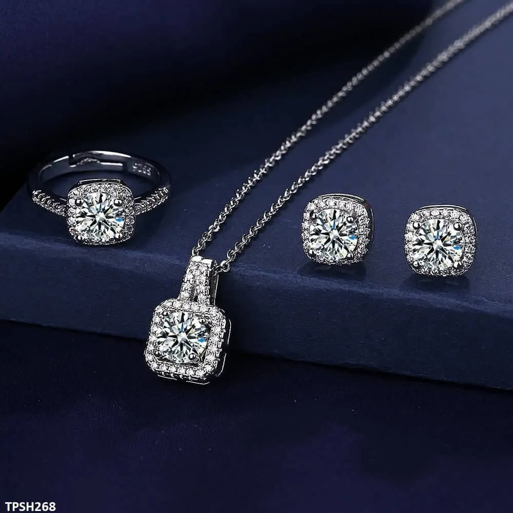 BLX Square Stone Pendant Set