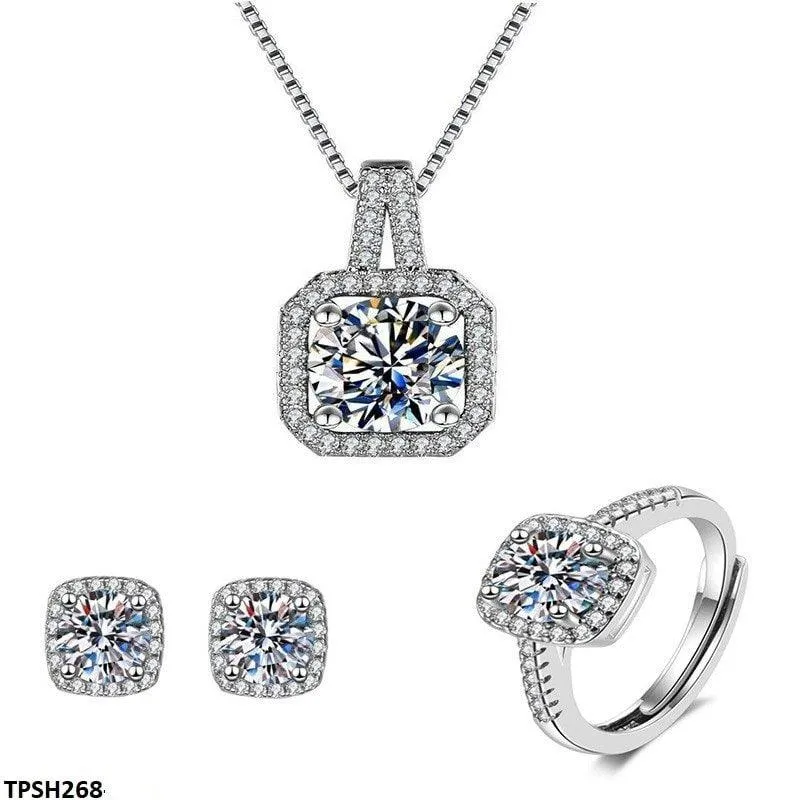BLX Square Stone Pendant Set