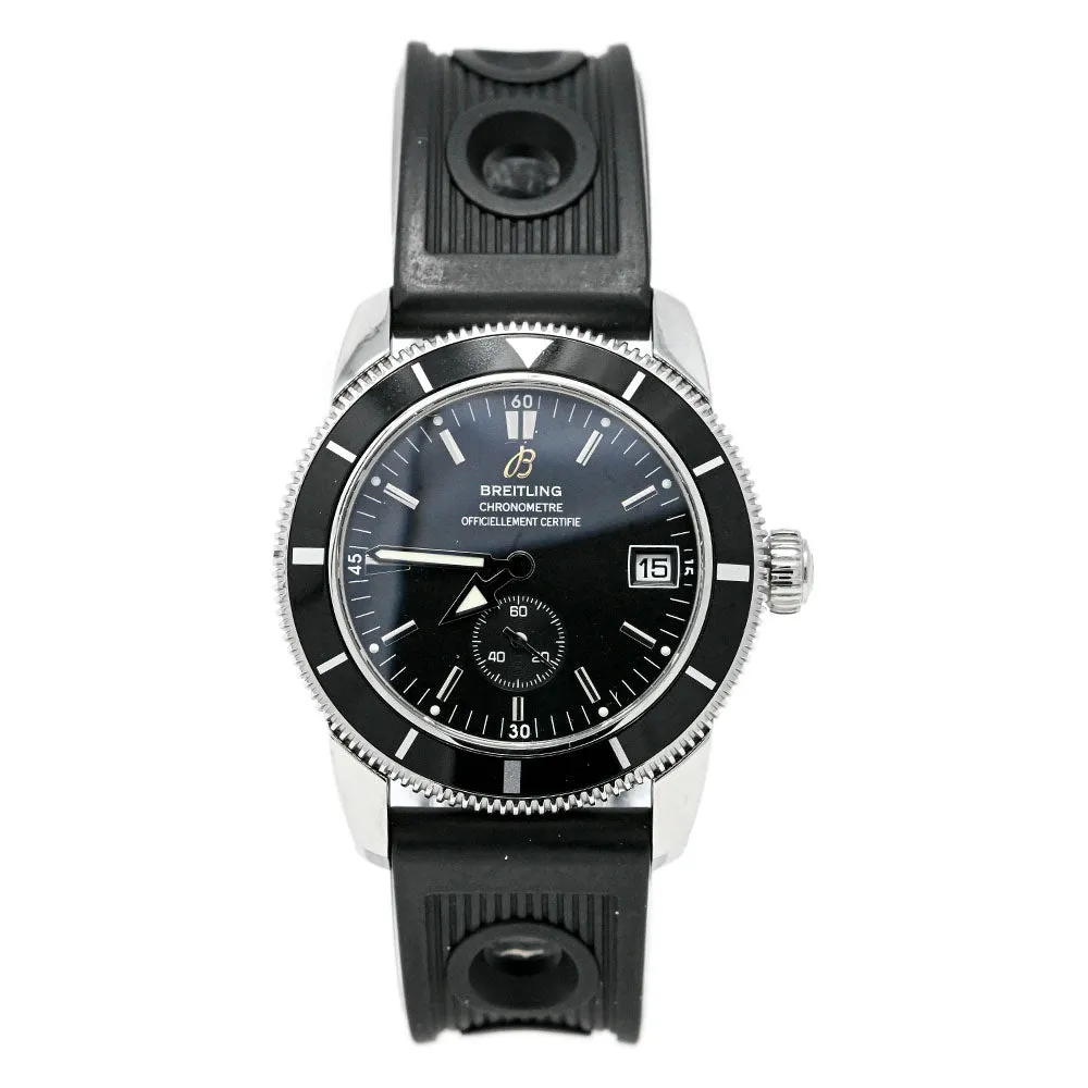 Breitling Superocean Heritage 38mm Stainless Steel Watch - Black Dial, Reference A37320