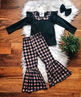 Brown Plaid Pants Set by TwoCan