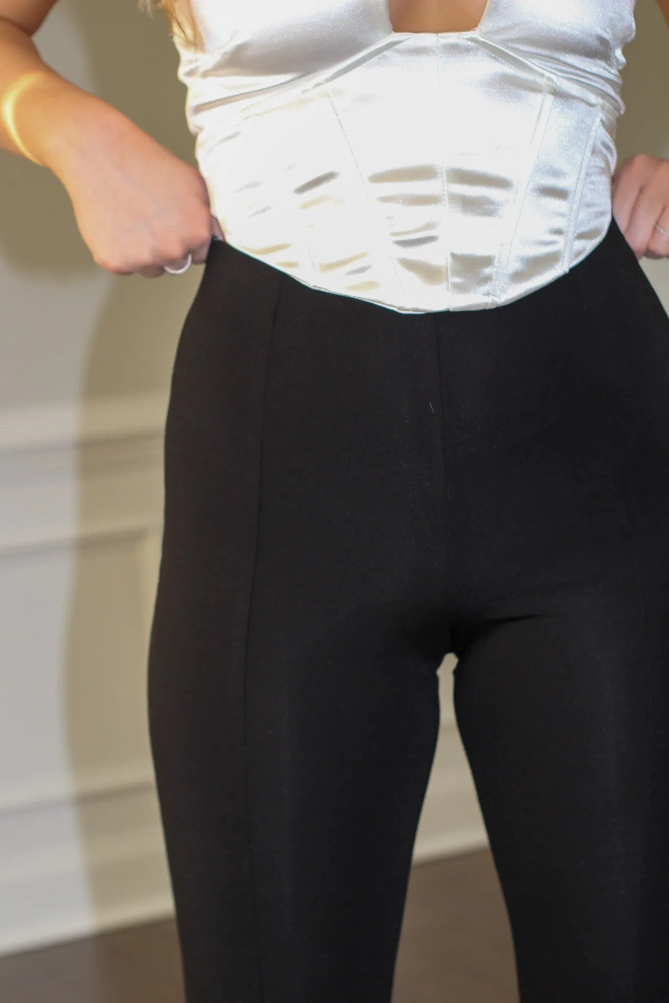 Business As Usual Split Hem Pants - Black