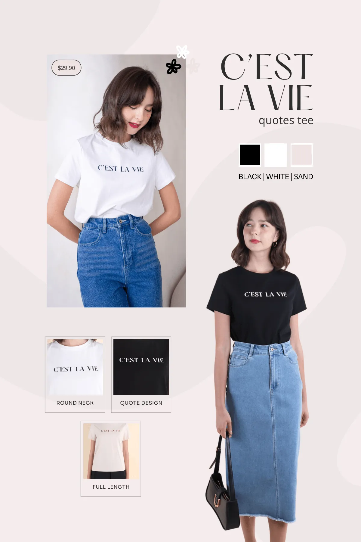 CEST LA VIE QUOTES TEE IN SAND