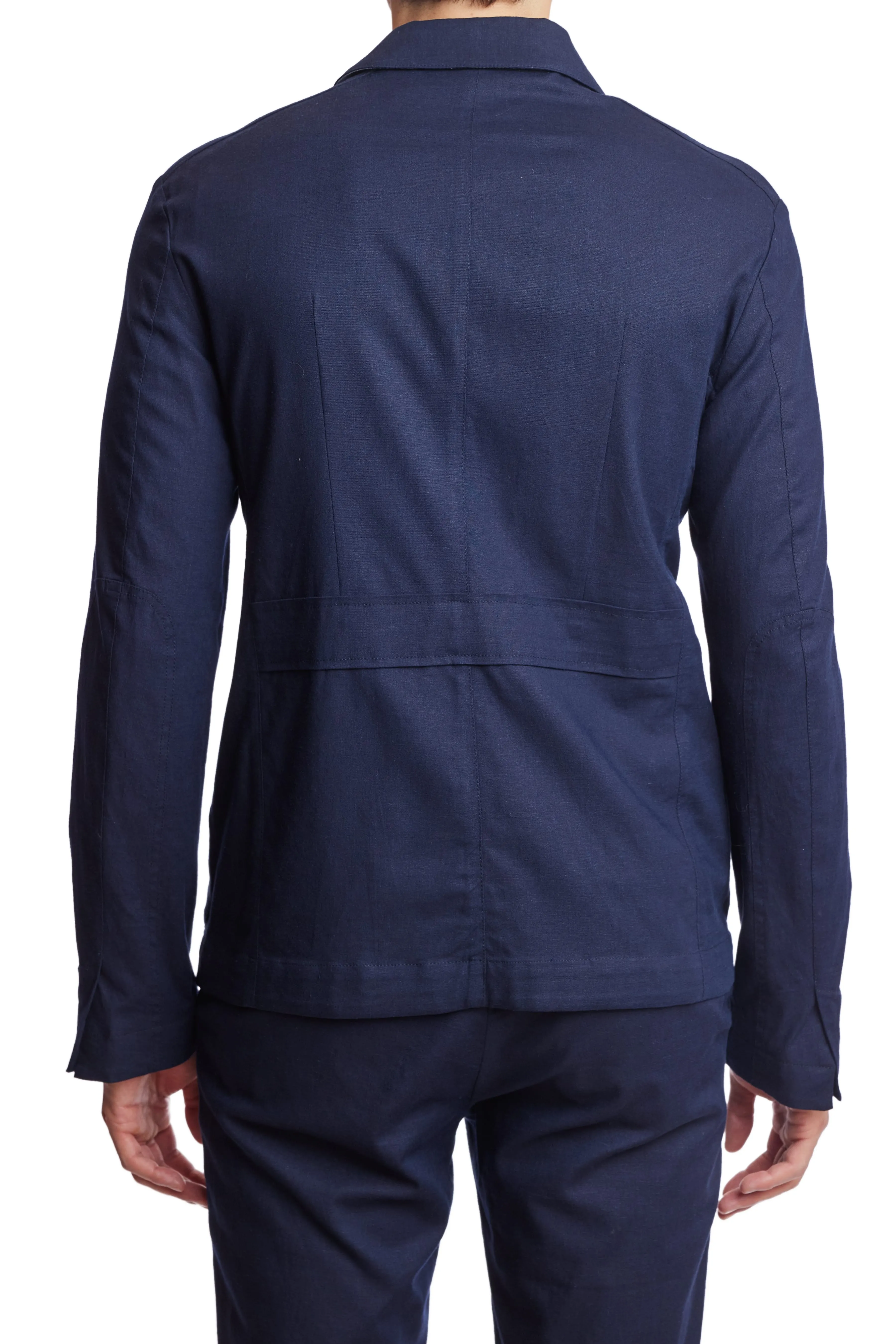 City 4 Pocket Jacket - slim - Navy Linen