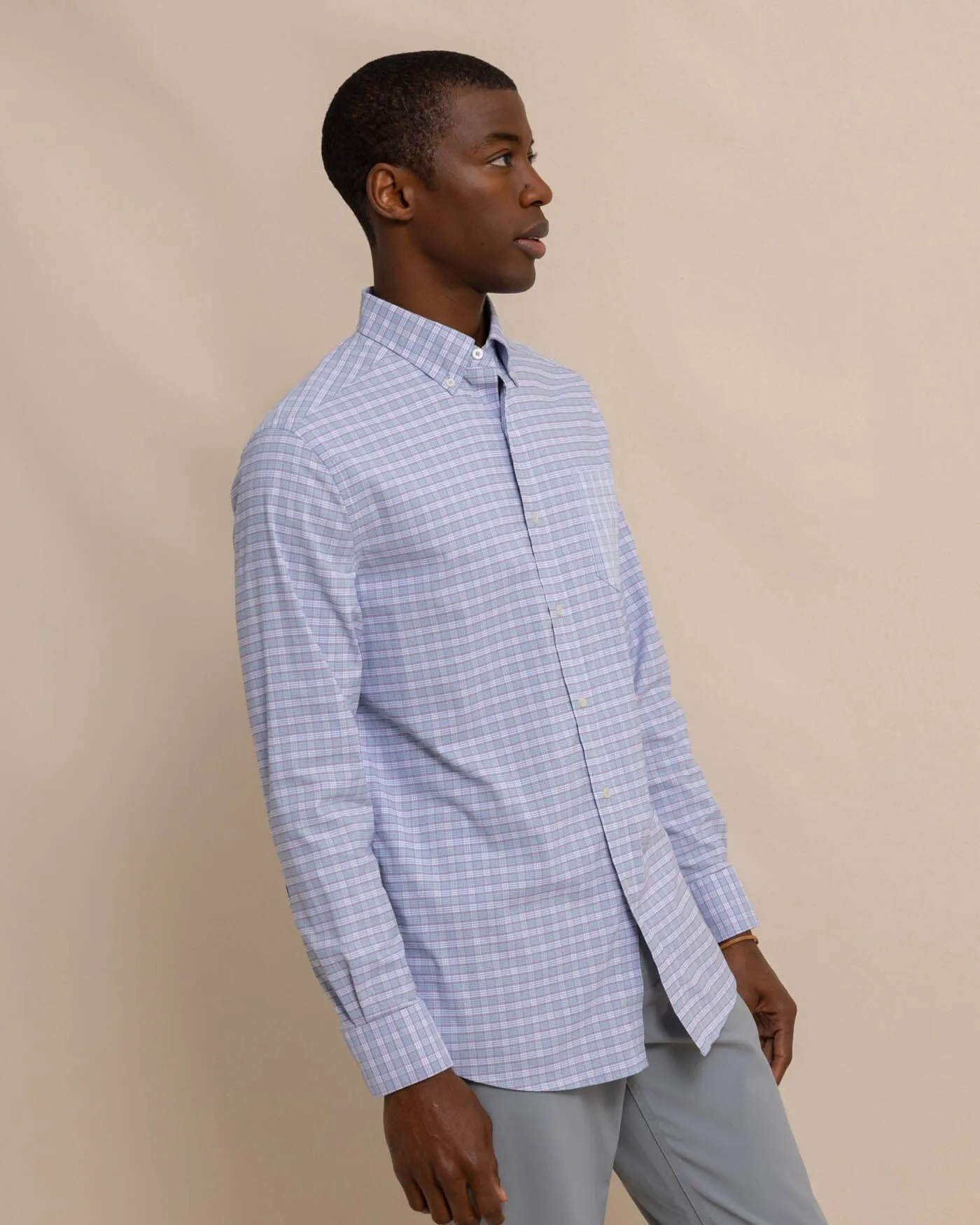 Coastal Passage Trailside Plaid Long Sleeve Sport Shirt