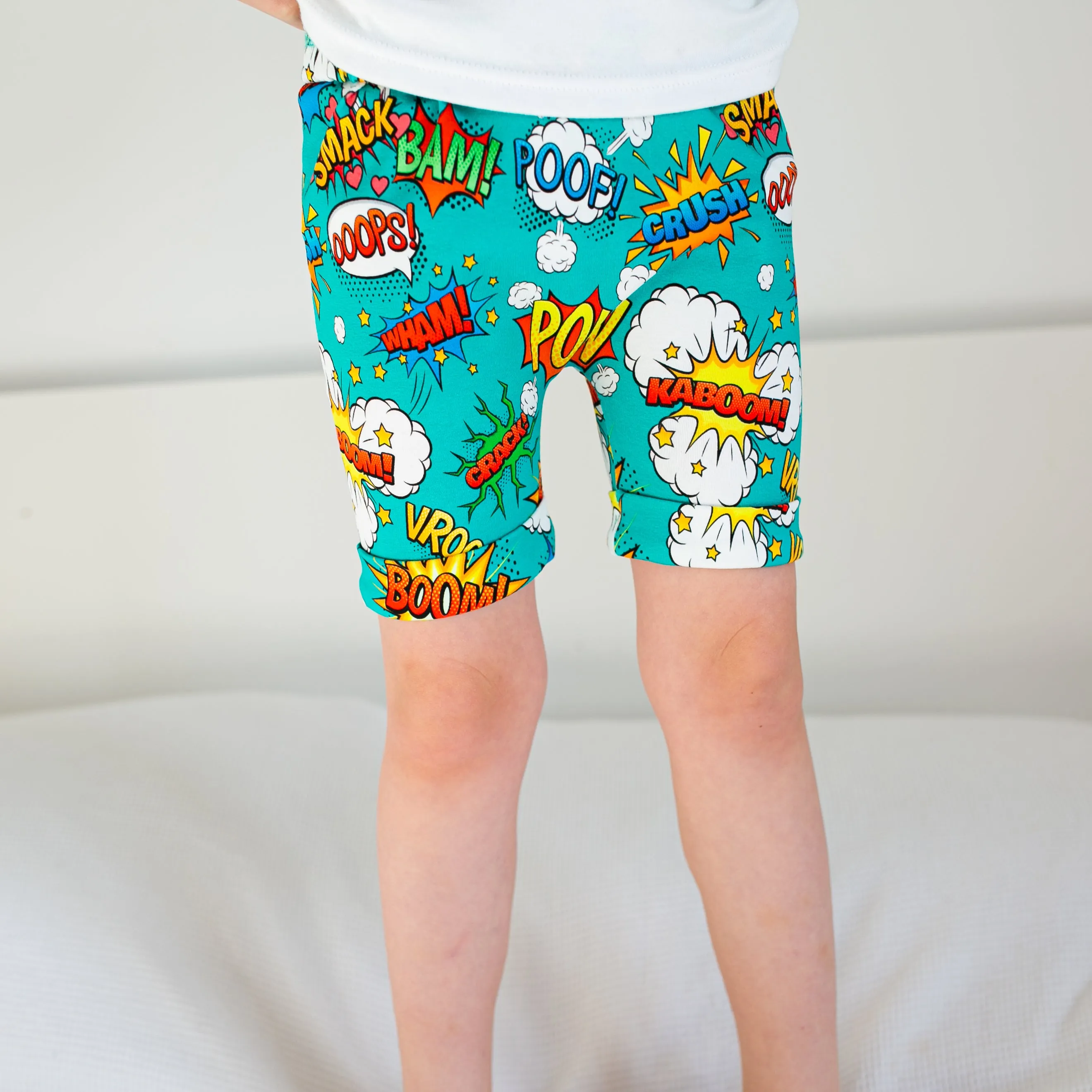 Comic book print shorts