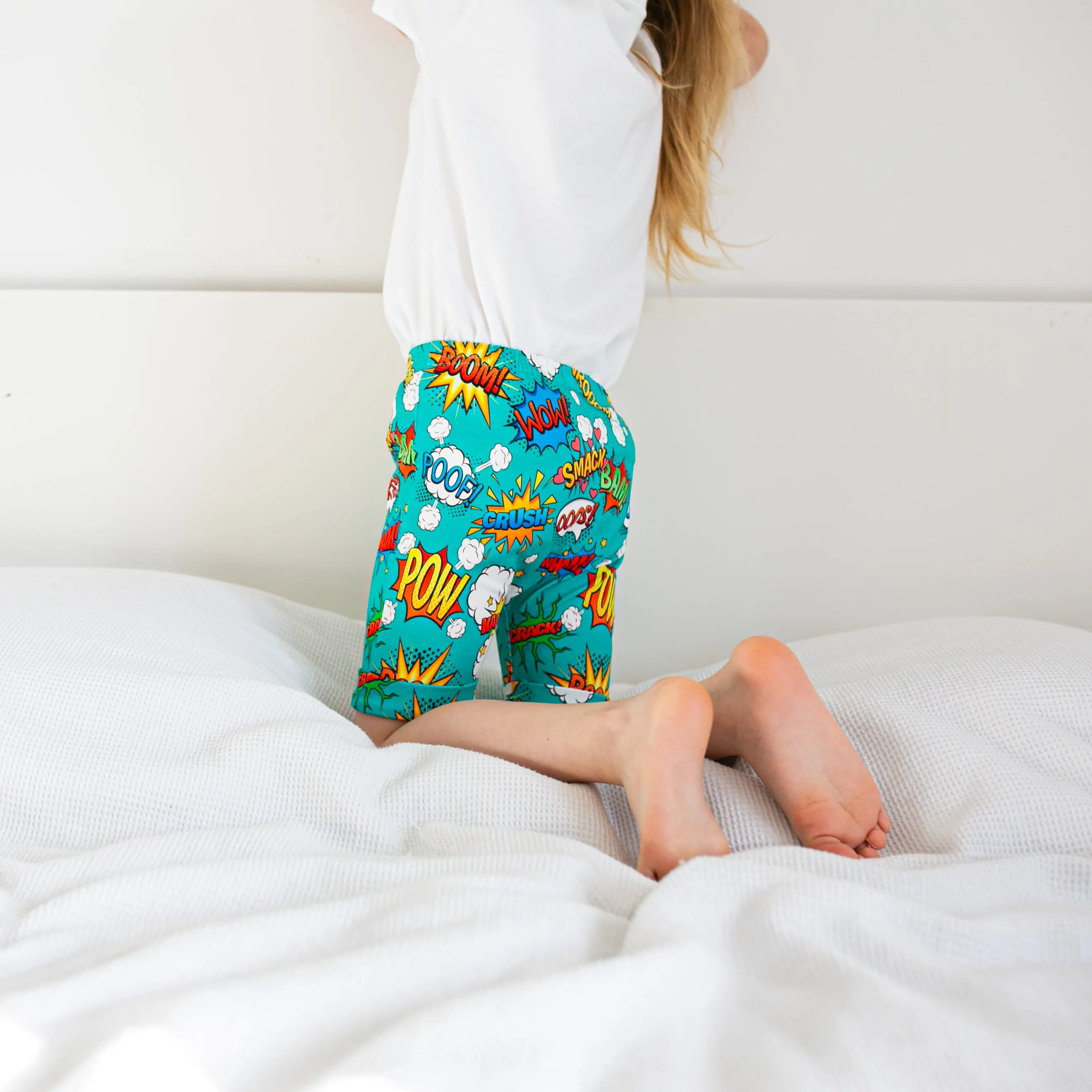 Comic book print shorts