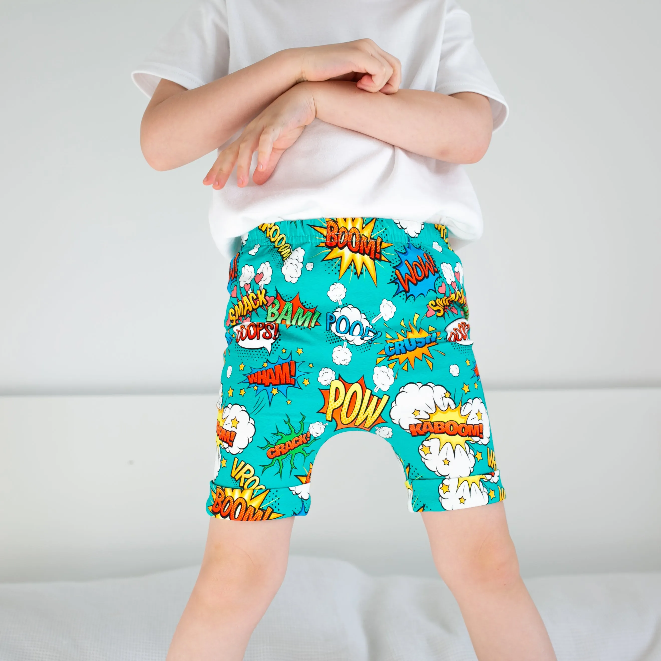 Comic book print shorts