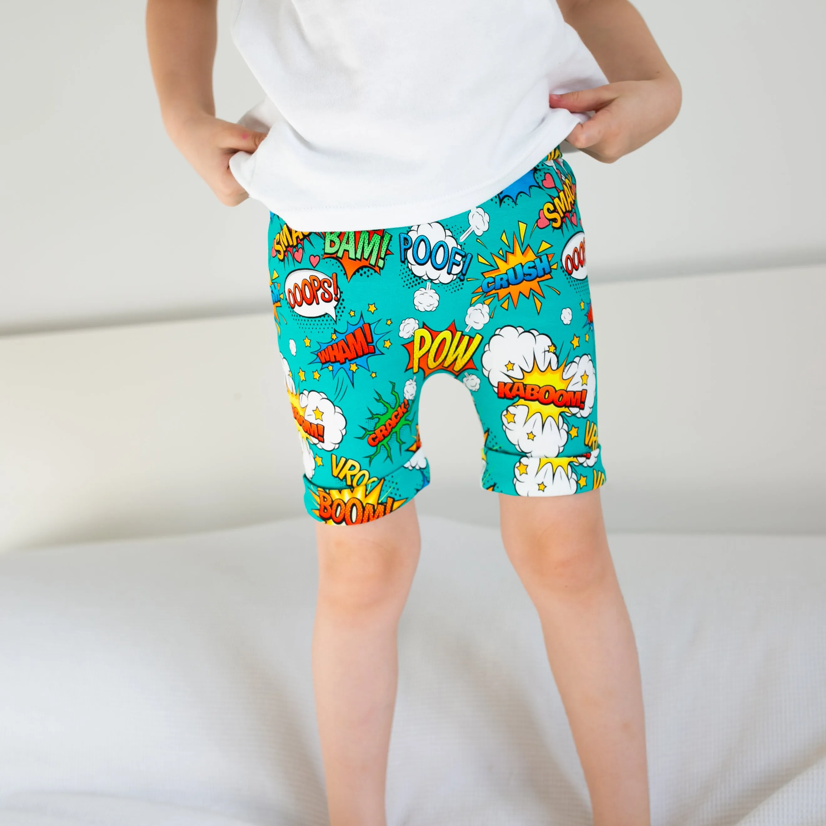 Comic book print shorts