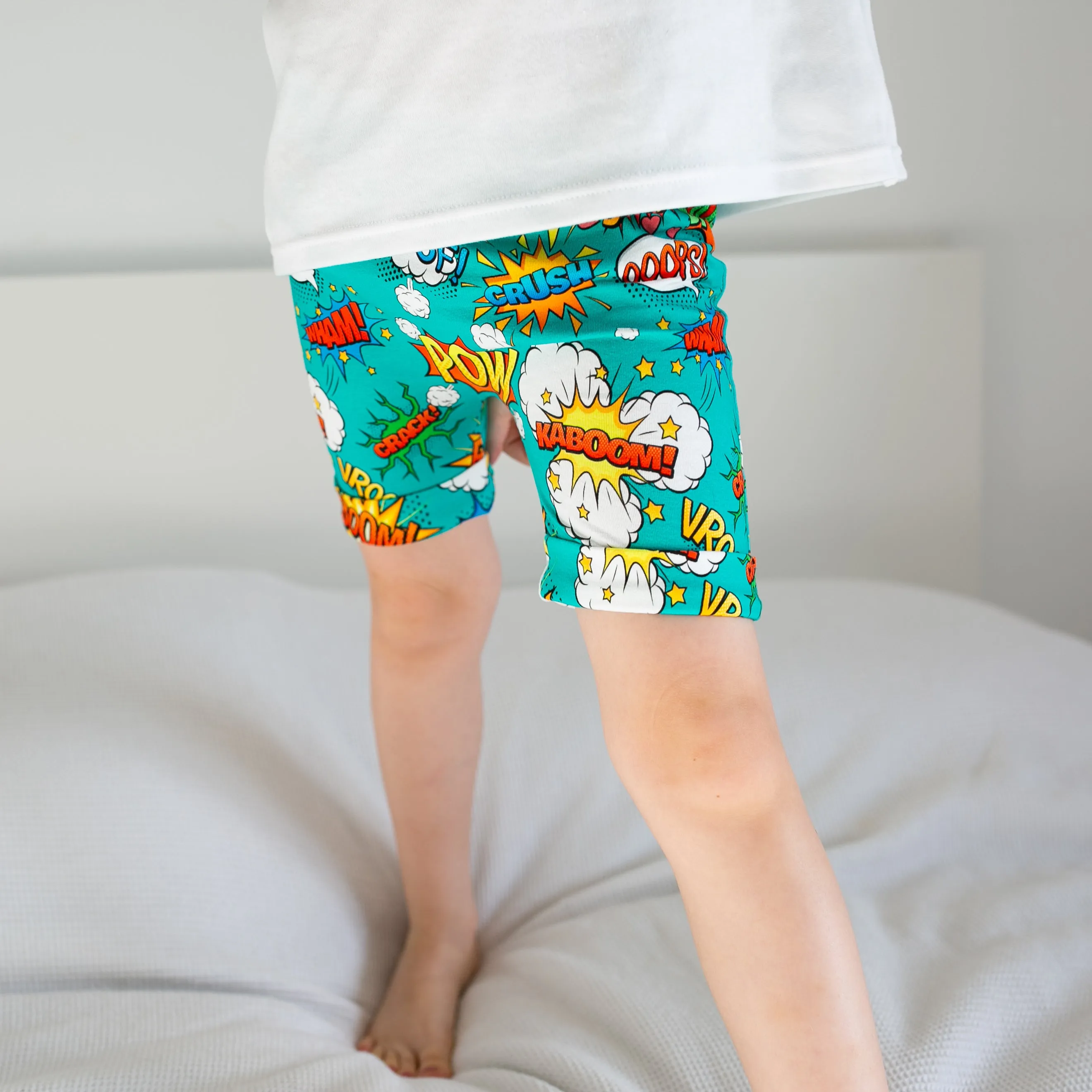 Comic book print shorts