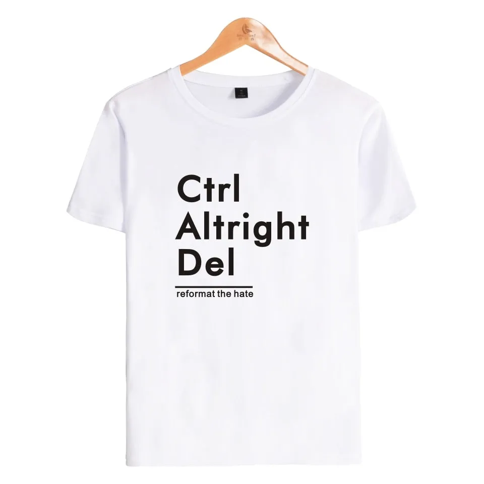 Ctrl Altright Del Short Sleeve Tee Shirt Men Cotton Tshirt Men Funny Fashion Black High Quality Couple short sleeves XXS-4XL