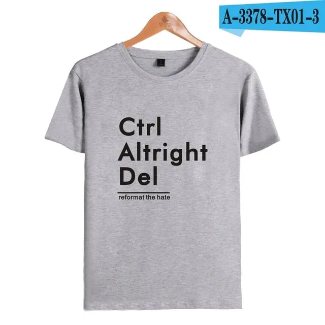Ctrl Altright Del Short Sleeve Tee Shirt Men Cotton Tshirt Men Funny Fashion Black High Quality Couple short sleeves XXS-4XL