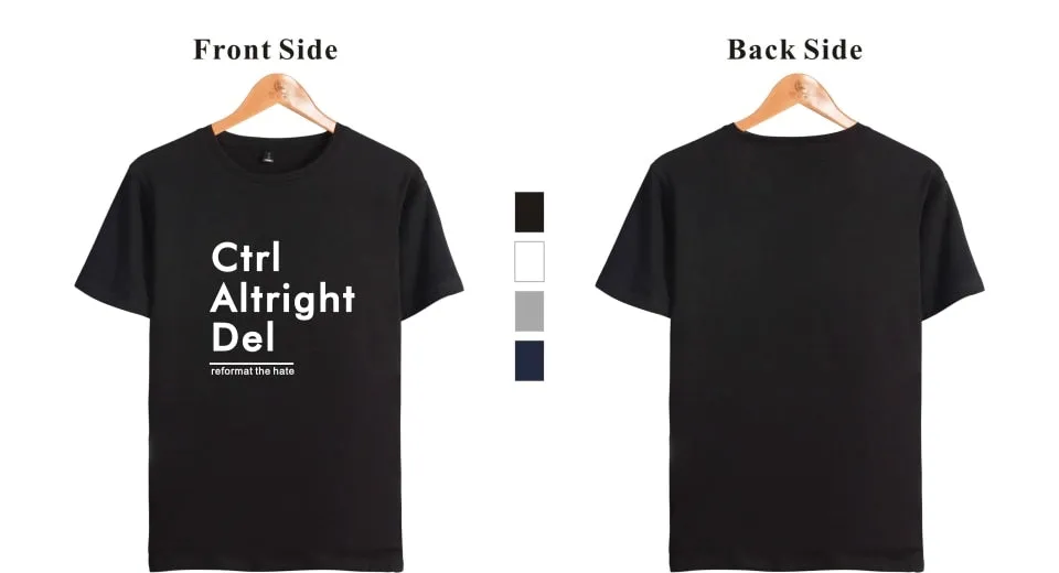 Ctrl Altright Del Short Sleeve Tee Shirt Men Cotton Tshirt Men Funny Fashion Black High Quality Couple short sleeves XXS-4XL
