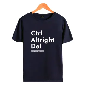 Ctrl Altright Del Short Sleeve Tee Shirt Men Cotton Tshirt Men Funny Fashion Black High Quality Couple short sleeves XXS-4XL